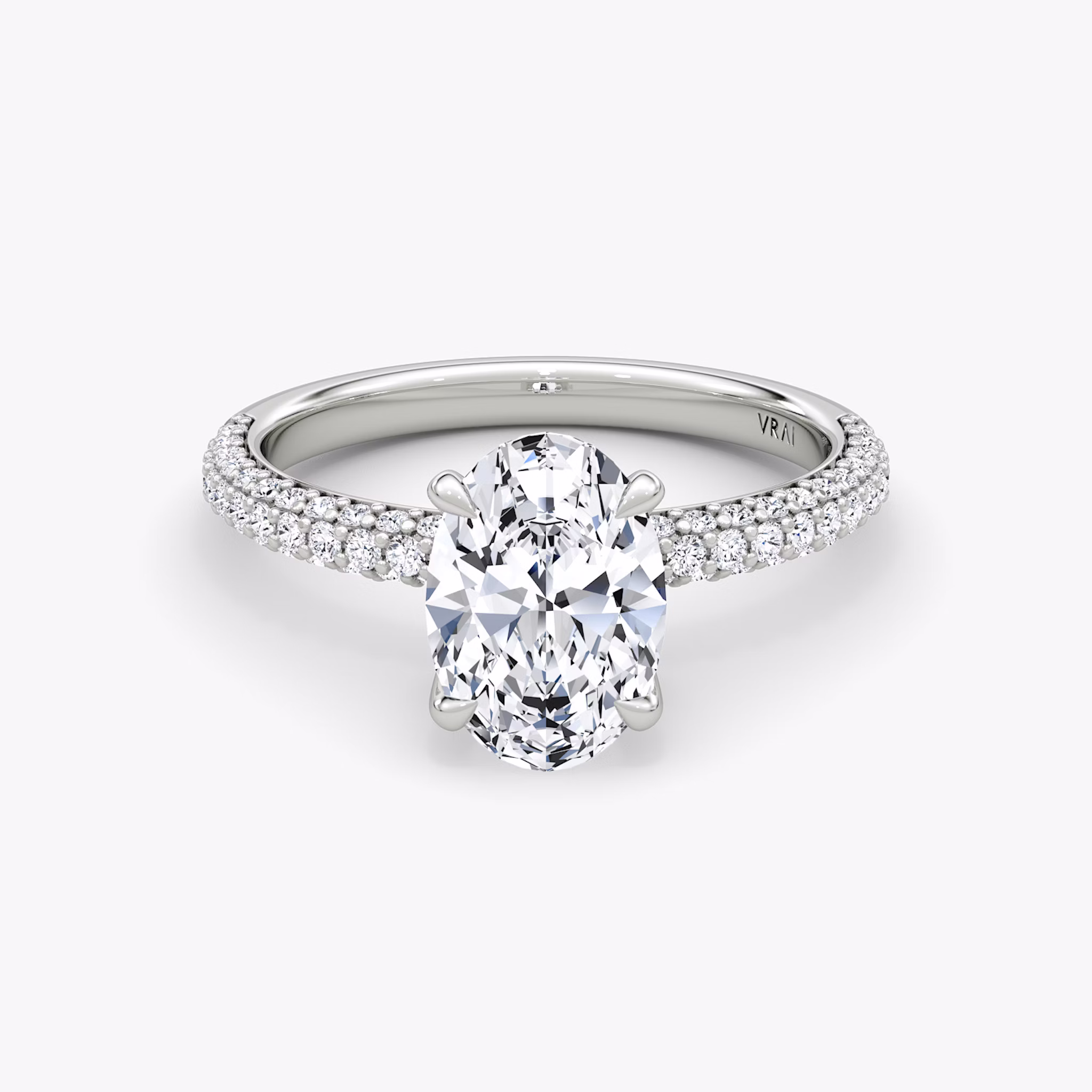 The Pavé Dome | Oval | 18k | White Gold | bandAccent: Pavé | diamondOrientation: vertical | caratWeight: other