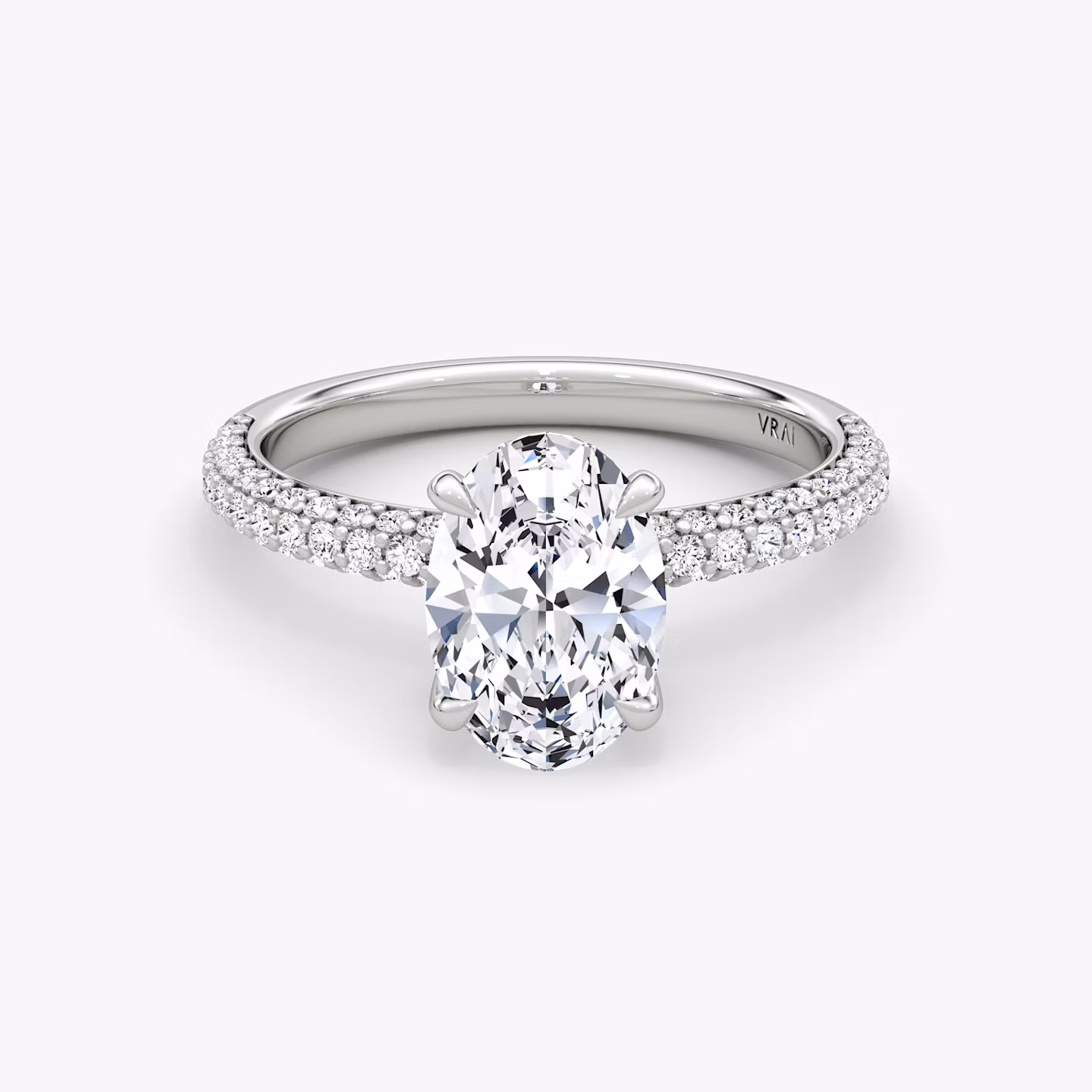 Pavé Dome | Oval | 18k | Weißgold | bandAccent: Mit Pavé-Besatz | diamondOrientation: vertical | caratWeight: other
