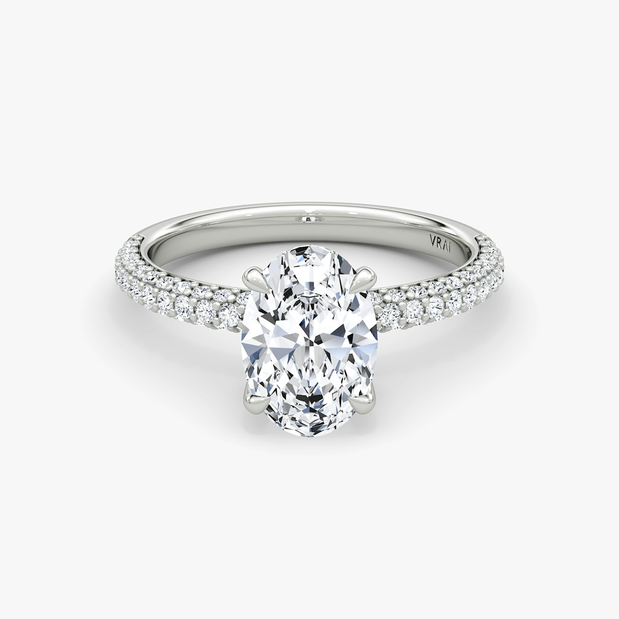 The Pavé Dome | Oval | 18k | White Gold | bandAccent: Pavé | diamondOrientation: vertical | caratWeight: other