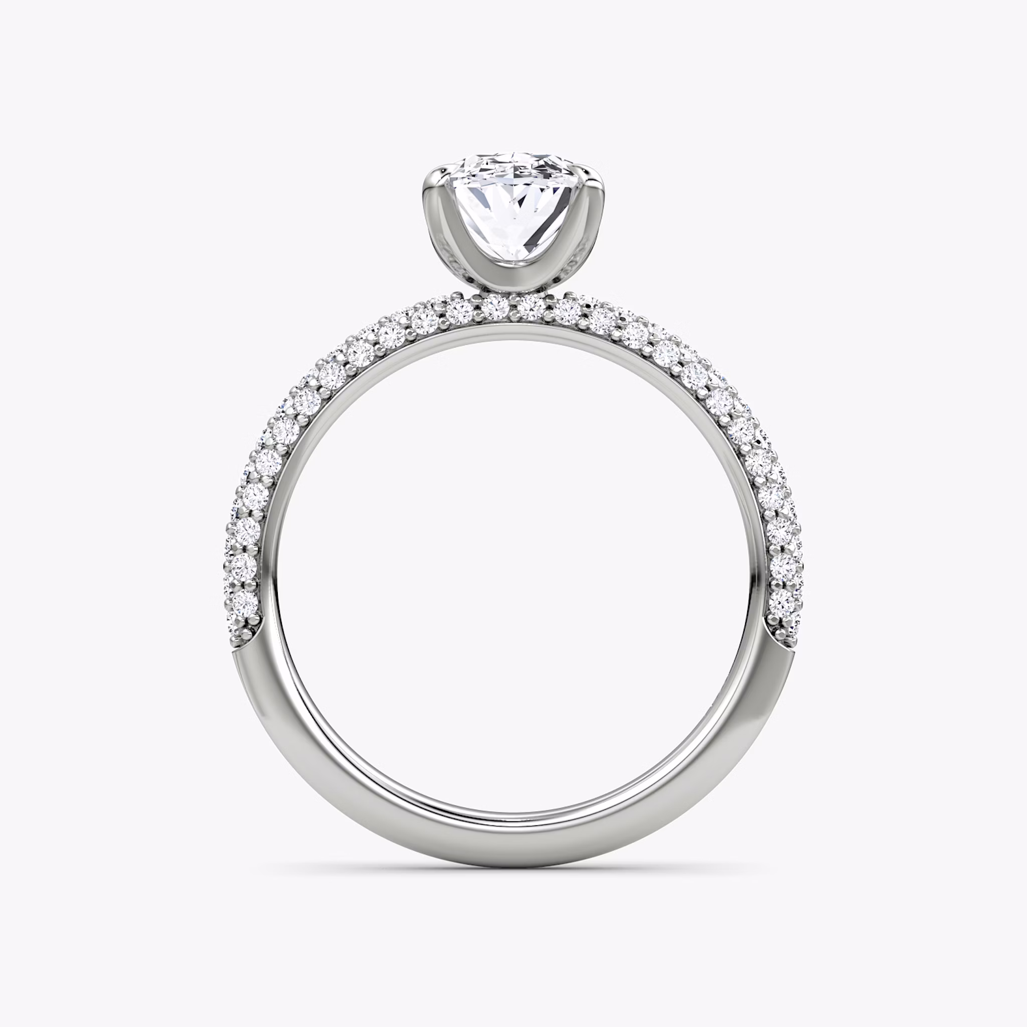 The Pavé Dome | Oval | 18k | White Gold | bandAccent: Pavé | diamondOrientation: vertical | caratWeight: other