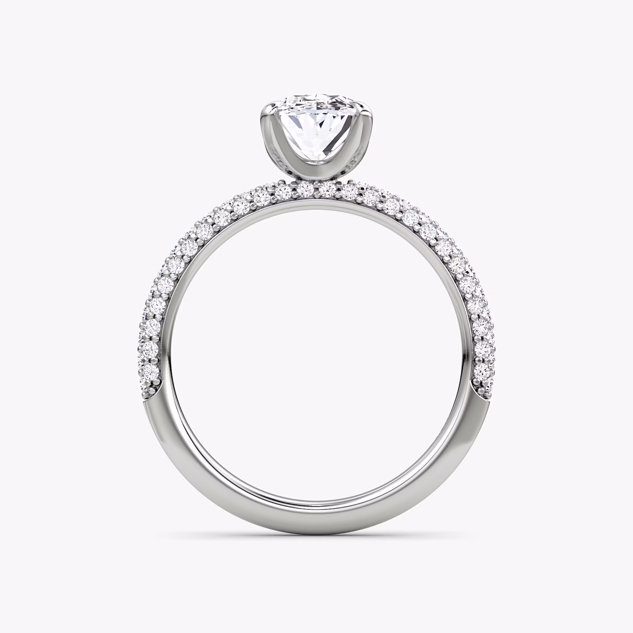 The Pavé Dome | Oval | 18k | White Gold | bandAccent: Pavé | diamondOrientation: vertical | caratWeight: other