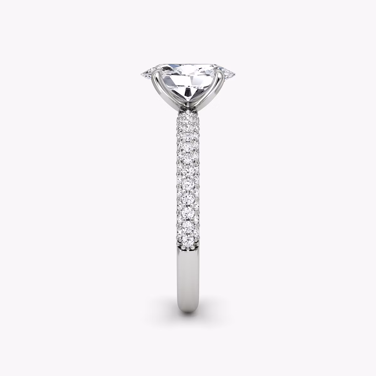 The Pavé Dome | Oval | Platinum | bandAccent: Pavé | diamondOrientation: vertical | caratWeight: other