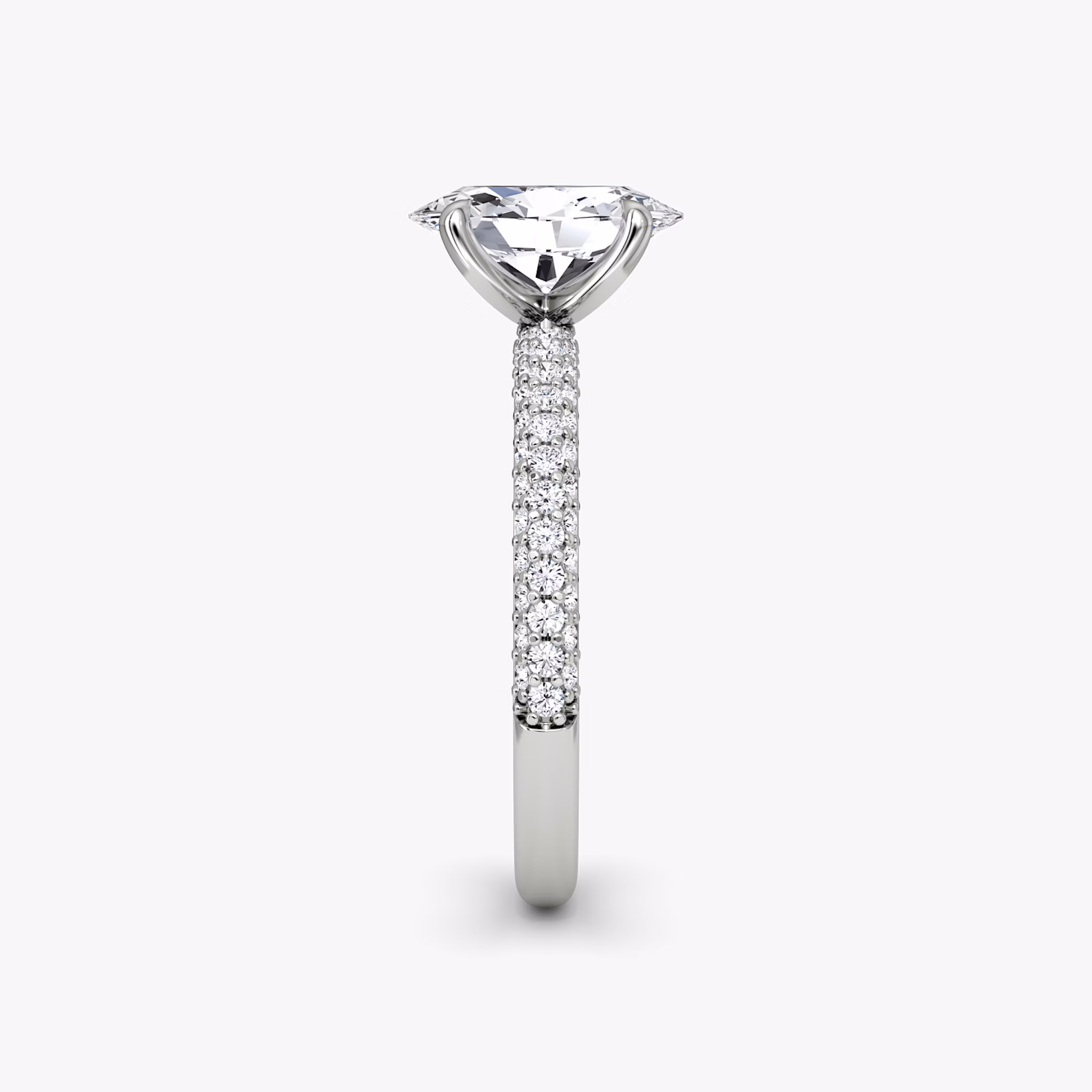 The Pavé Dome | Oval | 18k | White Gold | bandAccent: Pavé | diamondOrientation: vertical | caratWeight: other