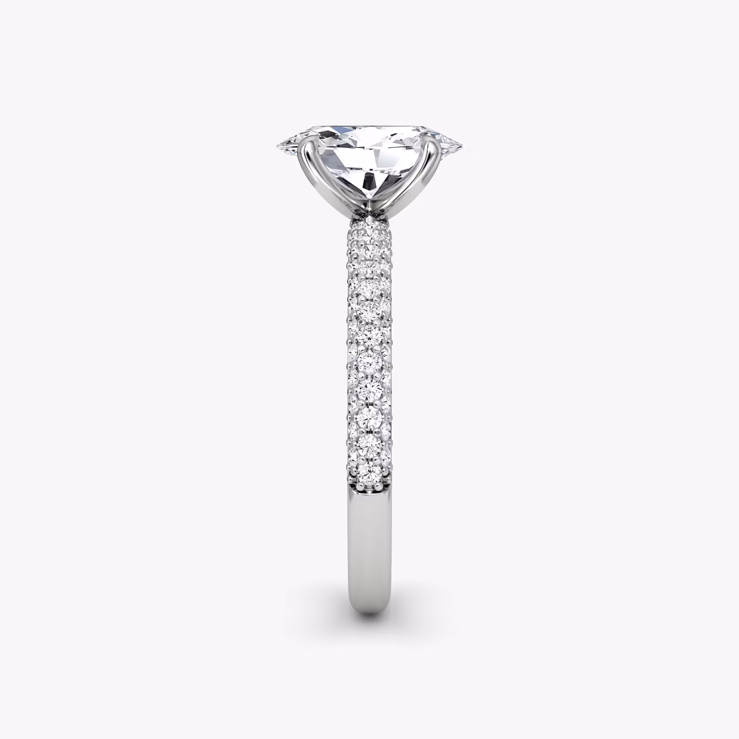 Pavé Dome | Oval | 18k | Weißgold | bandAccent: Mit Pavé-Besatz | diamondOrientation: vertical | caratWeight: other