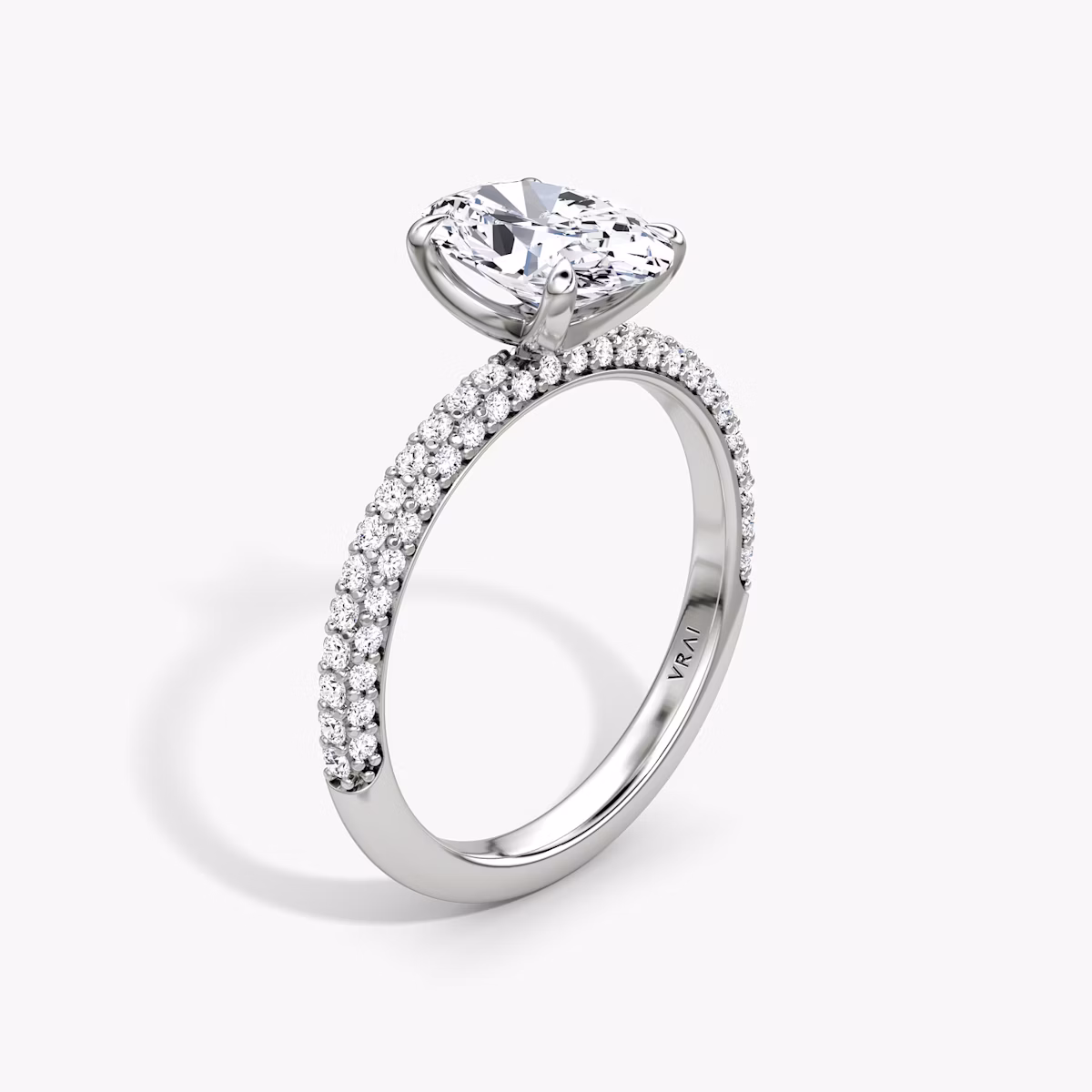 The Pavé Dome | Oval | Platinum | bandAccent: Pavé | diamondOrientation: vertical | caratWeight: other