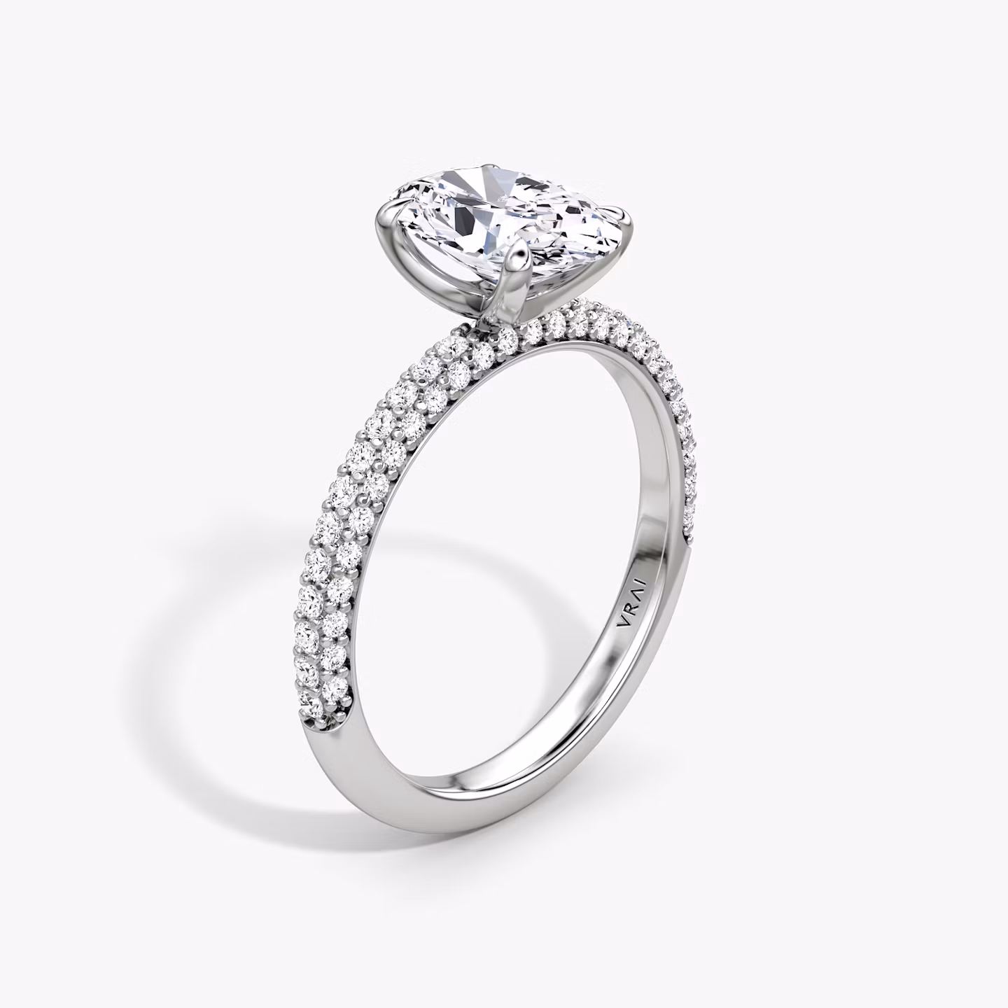 Pavé Dome | Oval | 18k | Weißgold | bandAccent: Mit Pavé-Besatz | diamondOrientation: vertical | caratWeight: other