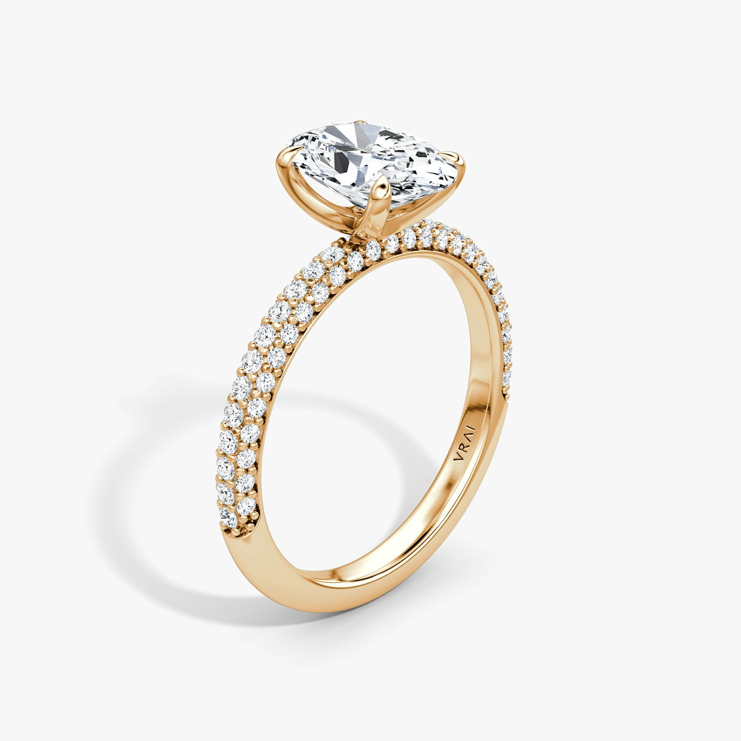 Pavé Dome | Oval | 14k | Roségold | bandAccent: Mit Pavé-Besatz | diamondOrientation: vertical | caratWeight: other