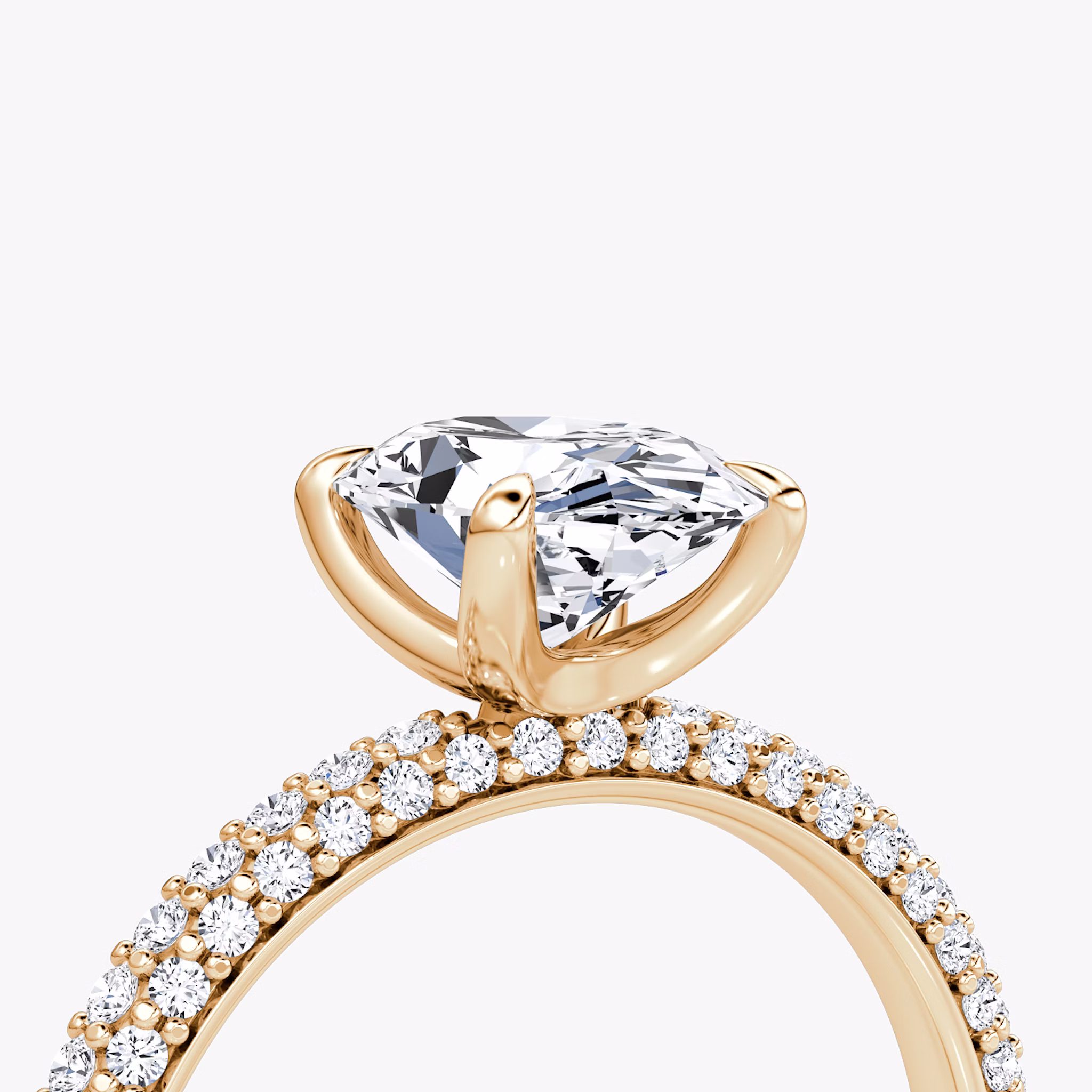 The Pavé Dome | Oval | 14k | Rose Gold | bandAccent: Pavé | diamondOrientation: vertical | caratWeight: other