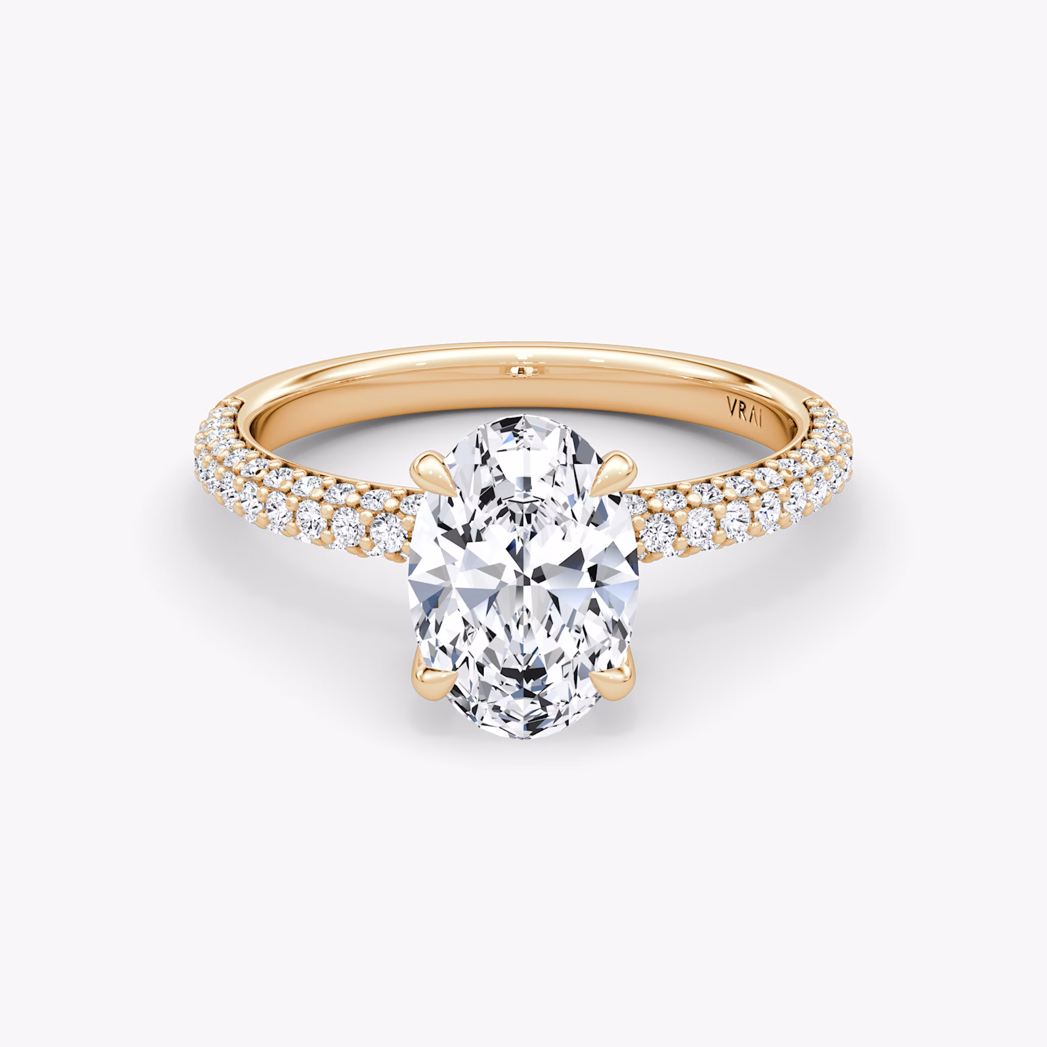 The Pavé Dome | Oval | 14k | Rose Gold | bandAccent: Pavé | diamondOrientation: vertical | caratWeight: other