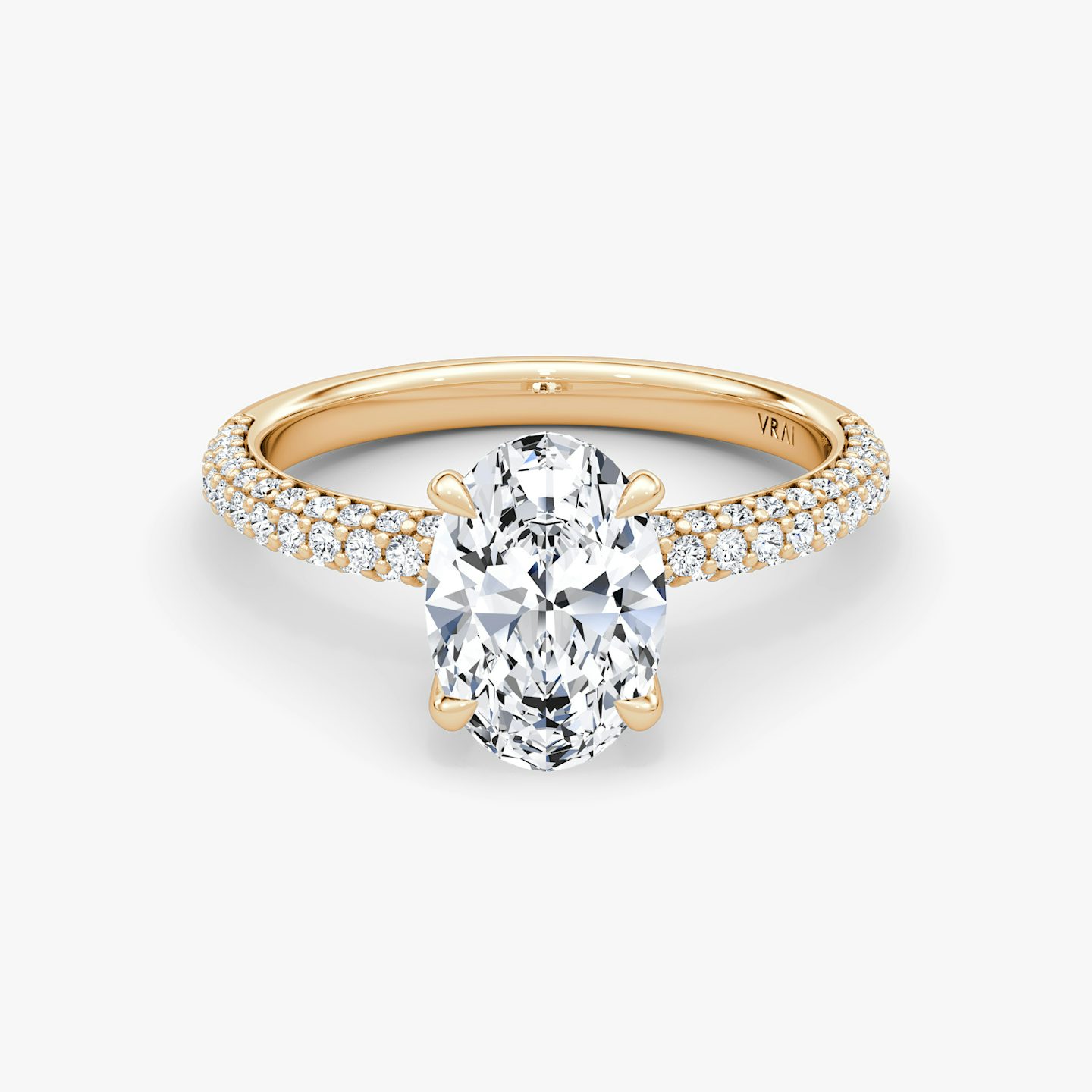 Pavé Dome | Oval | 14k | Roségold | bandAccent: Mit Pavé-Besatz | diamondOrientation: vertical | caratWeight: other