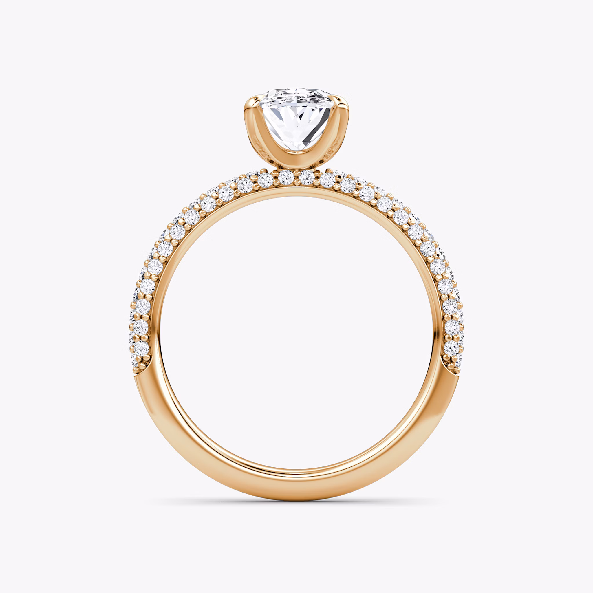 The Pavé Dome | Oval | 14k | Rose Gold | bandAccent: Pavé | diamondOrientation: vertical | caratWeight: other