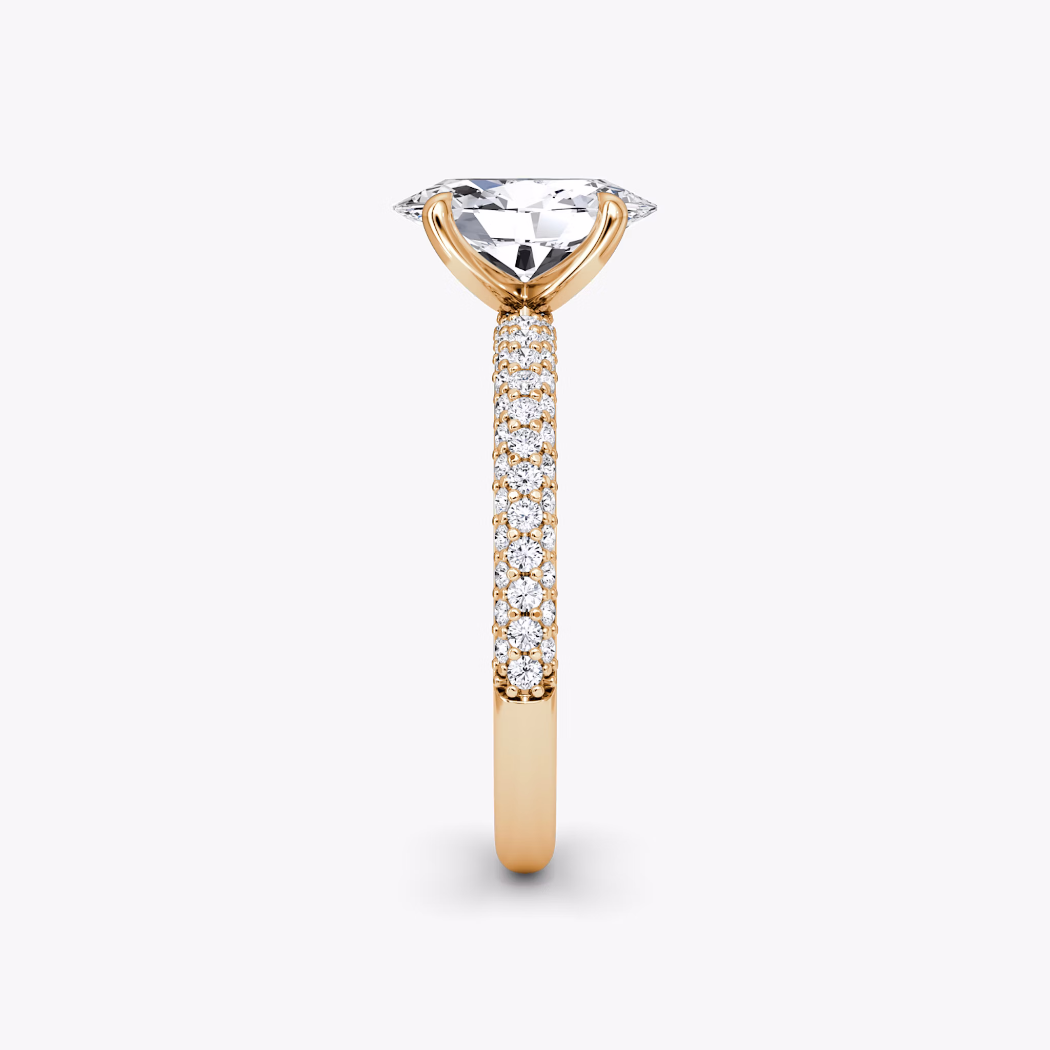 The Pavé Dome | Oval | 14k | Rose Gold | bandAccent: Pavé | diamondOrientation: vertical | caratWeight: other