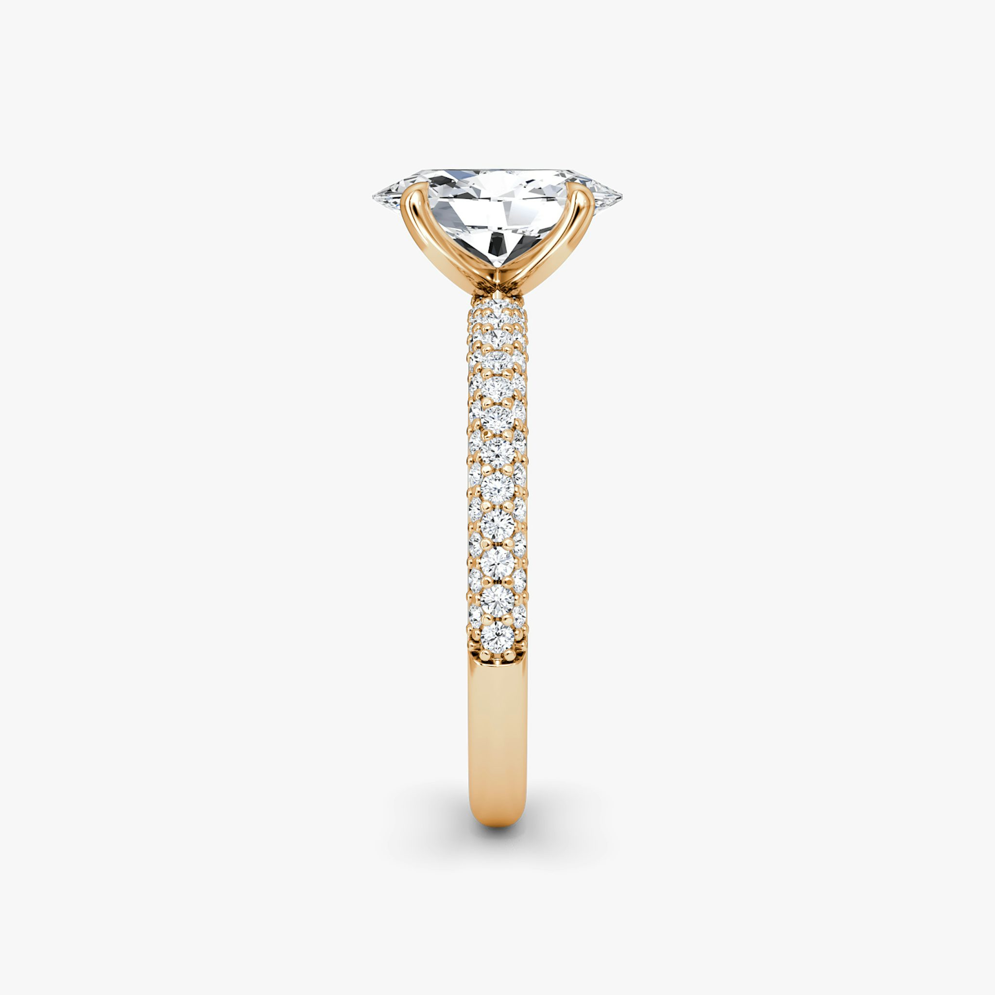 The Pavé Dome | Oval | 14k | Rose Gold | bandAccent: Pavé | diamondOrientation: vertical | caratWeight: other