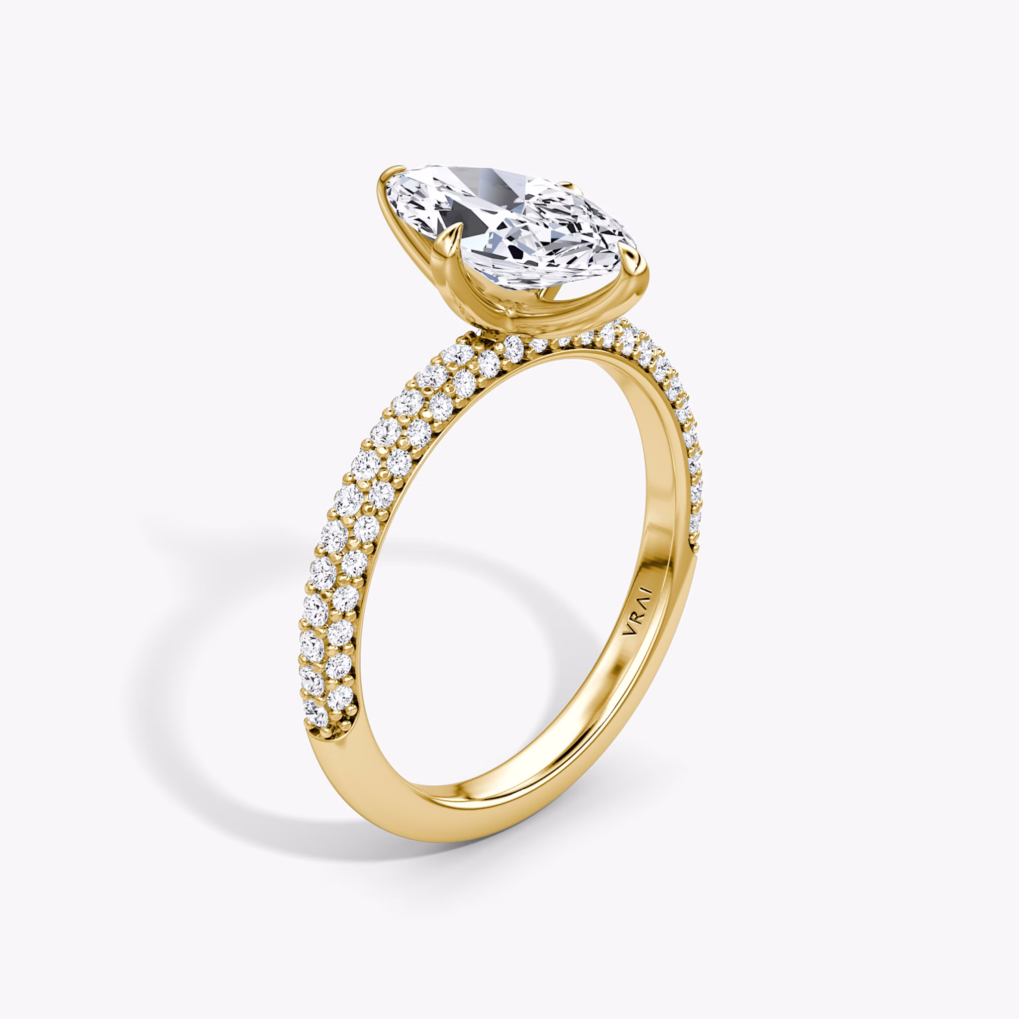 The Pavé Dome | Marquise | 18k | Yellow Gold | bandAccent: Pavé | diamondOrientation: vertical | caratWeight: other