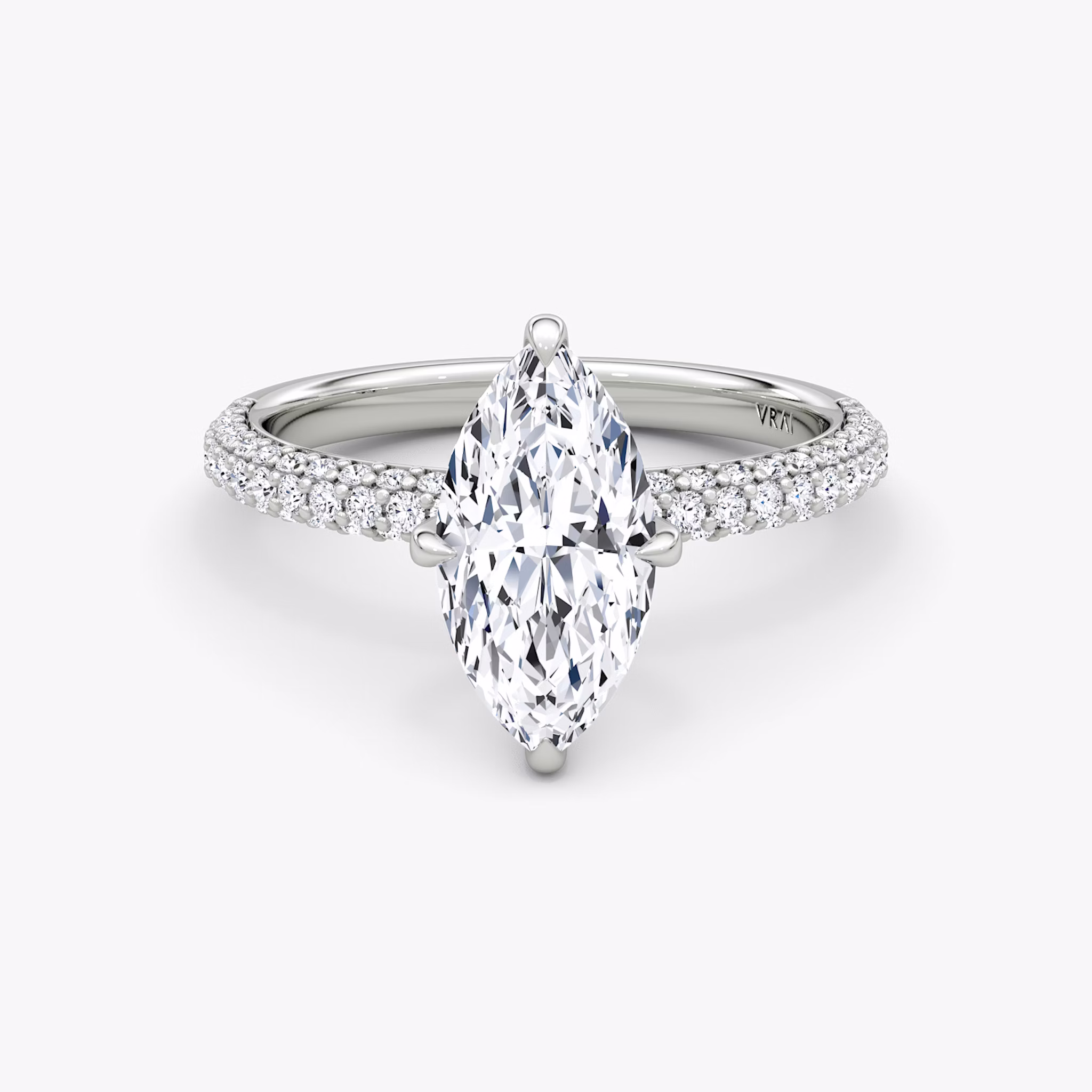 The Pavé Dome | Marquise | 18k | White Gold | bandAccent: Pavé | diamondOrientation: vertical | caratWeight: other