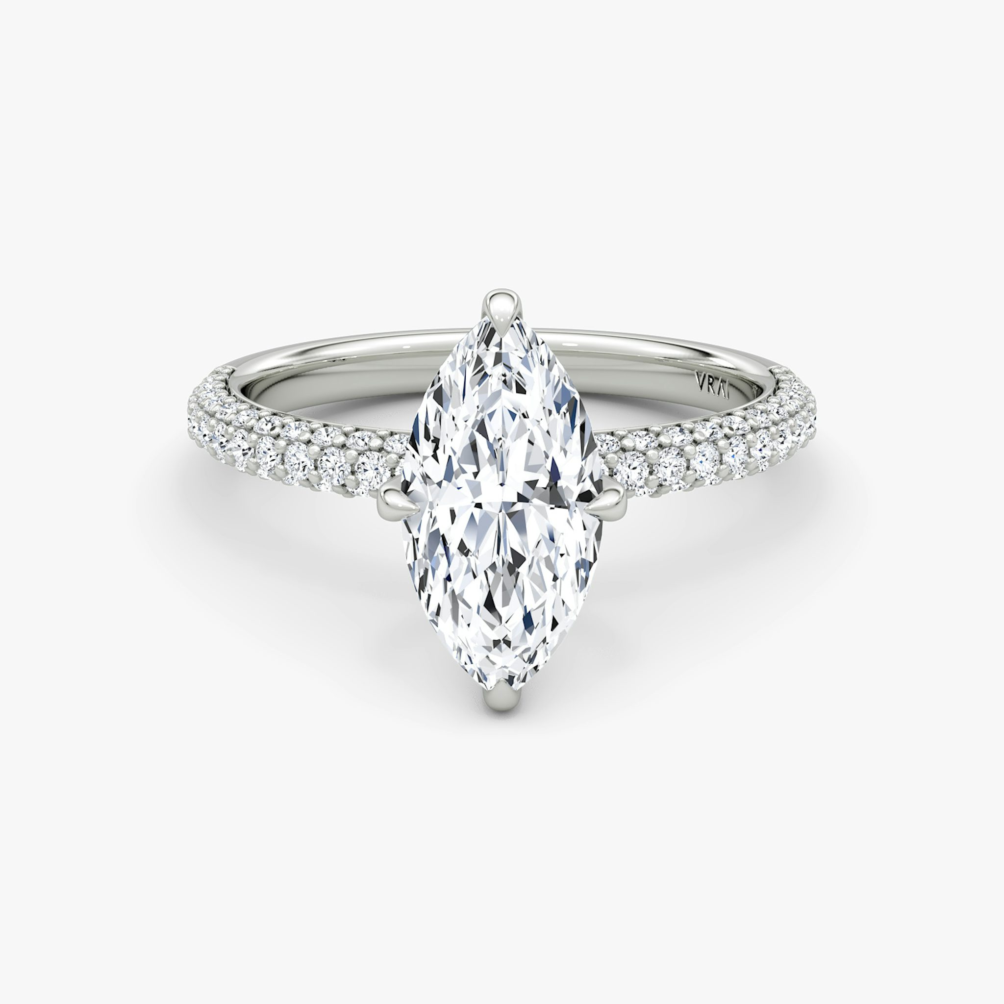 The Pavé Dome | Marquise | 18k | White Gold | bandAccent: Pavé | diamondOrientation: vertical | caratWeight: other