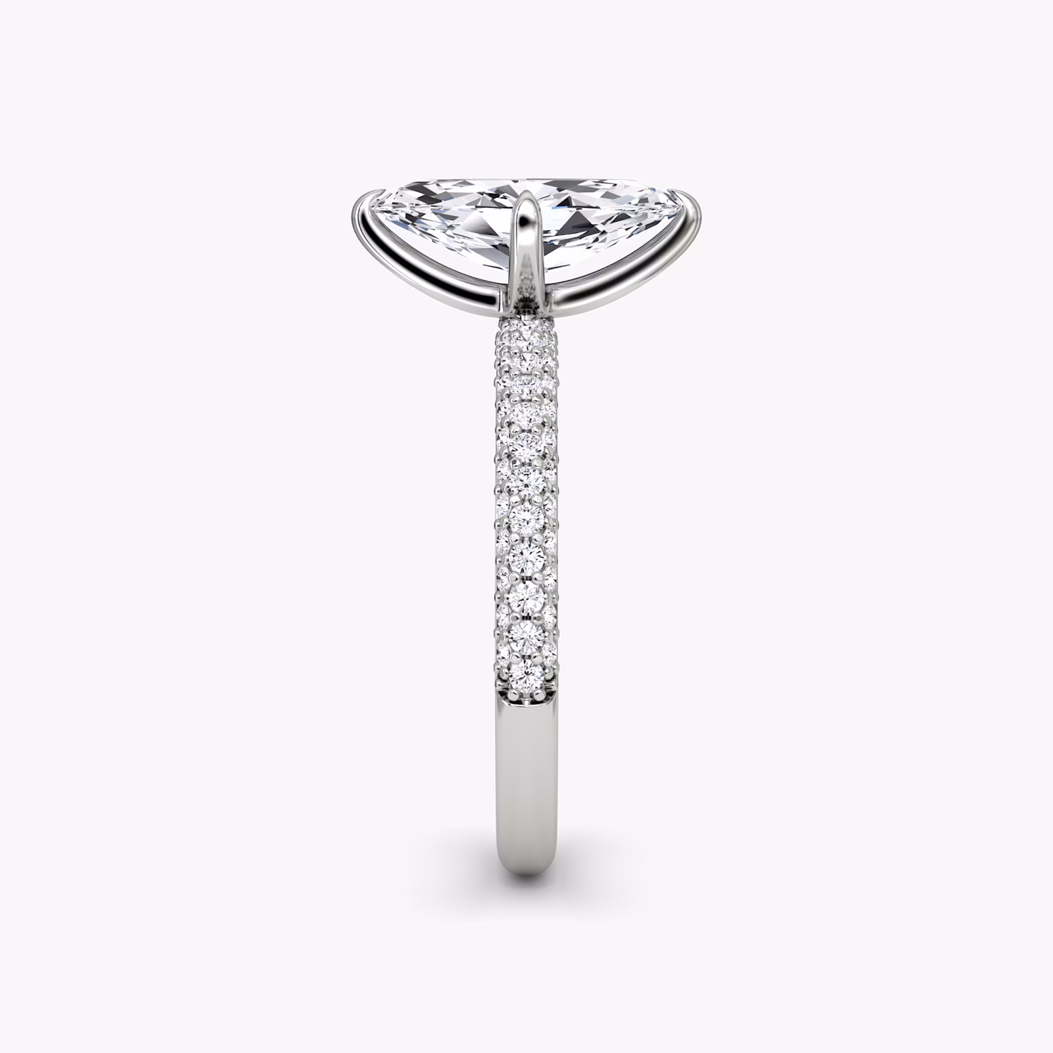The Pavé Dome | Marquise | 18k | White Gold | bandAccent: Pavé | diamondOrientation: vertical | caratWeight: other