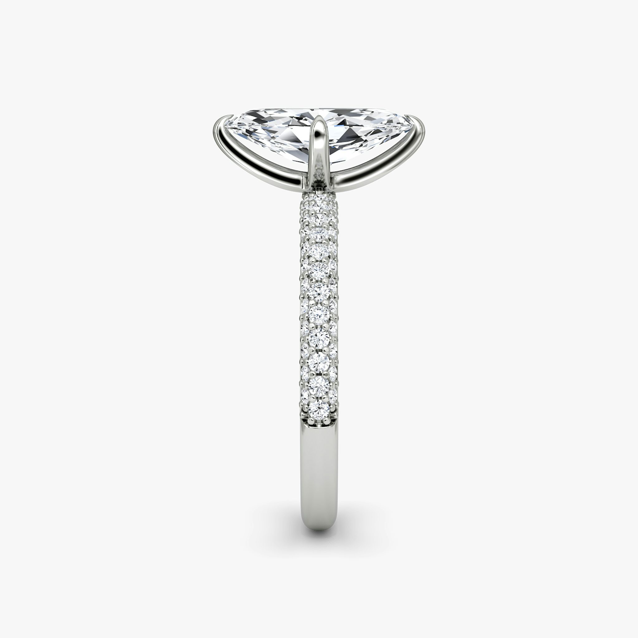 The Pavé Dome | Marquise | 18k | White Gold | bandAccent: Pavé | diamondOrientation: vertical | caratWeight: other
