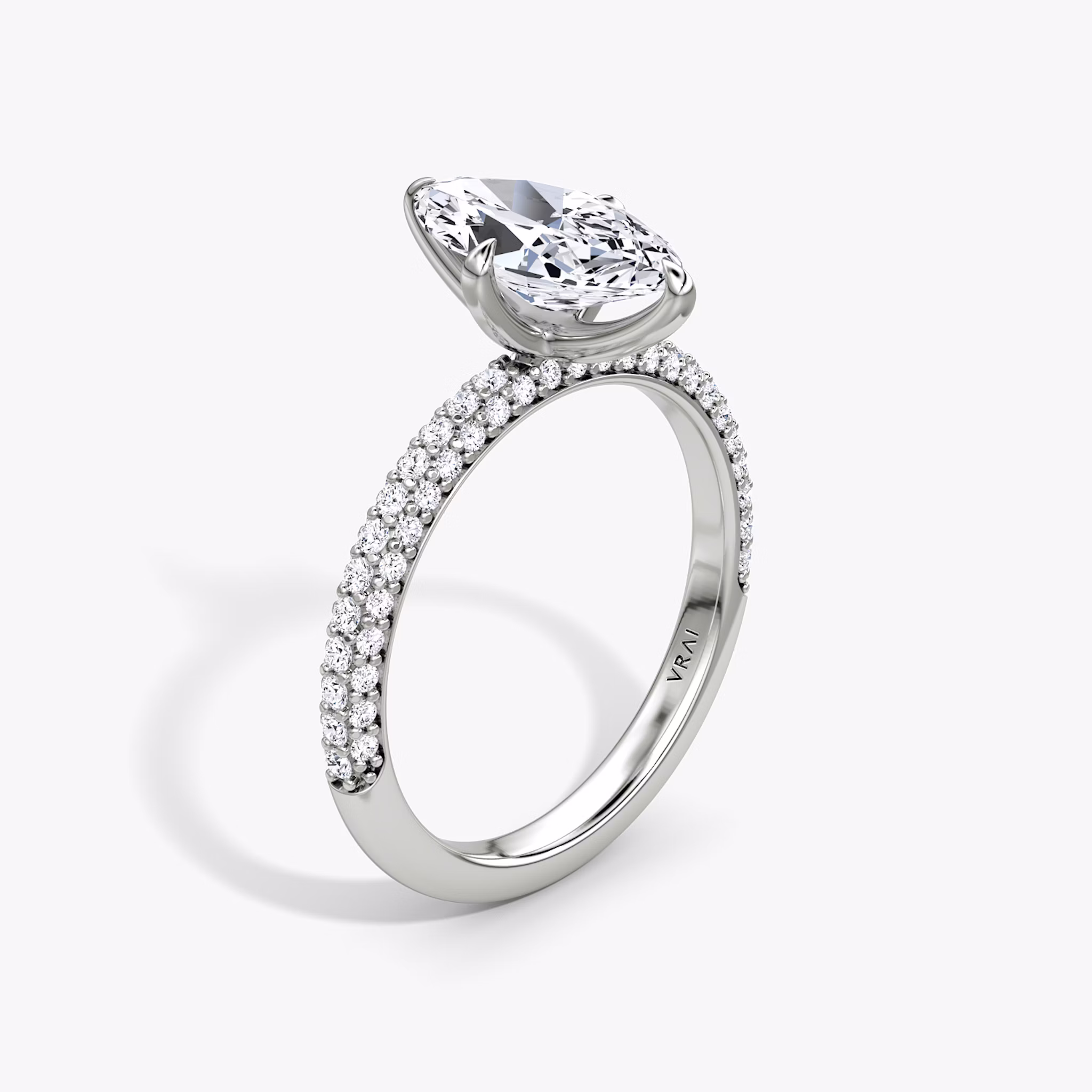 The Pavé Dome | Marquise | 18k | White Gold | bandAccent: Pavé | diamondOrientation: vertical | caratWeight: other