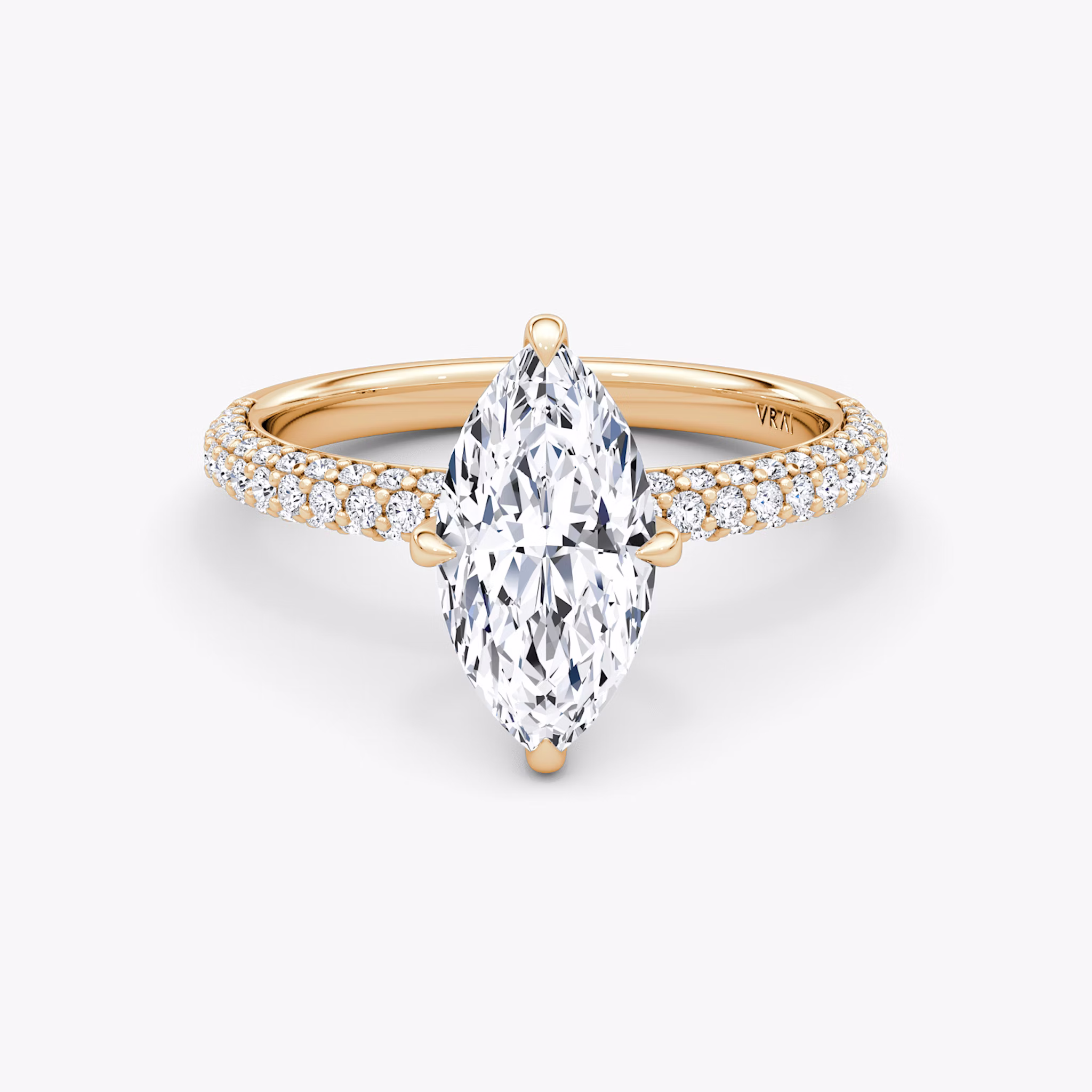 The Pavé Dome | Marquise | 14k | Rose Gold | bandAccent: Pavé | diamondOrientation: vertical | caratWeight: other