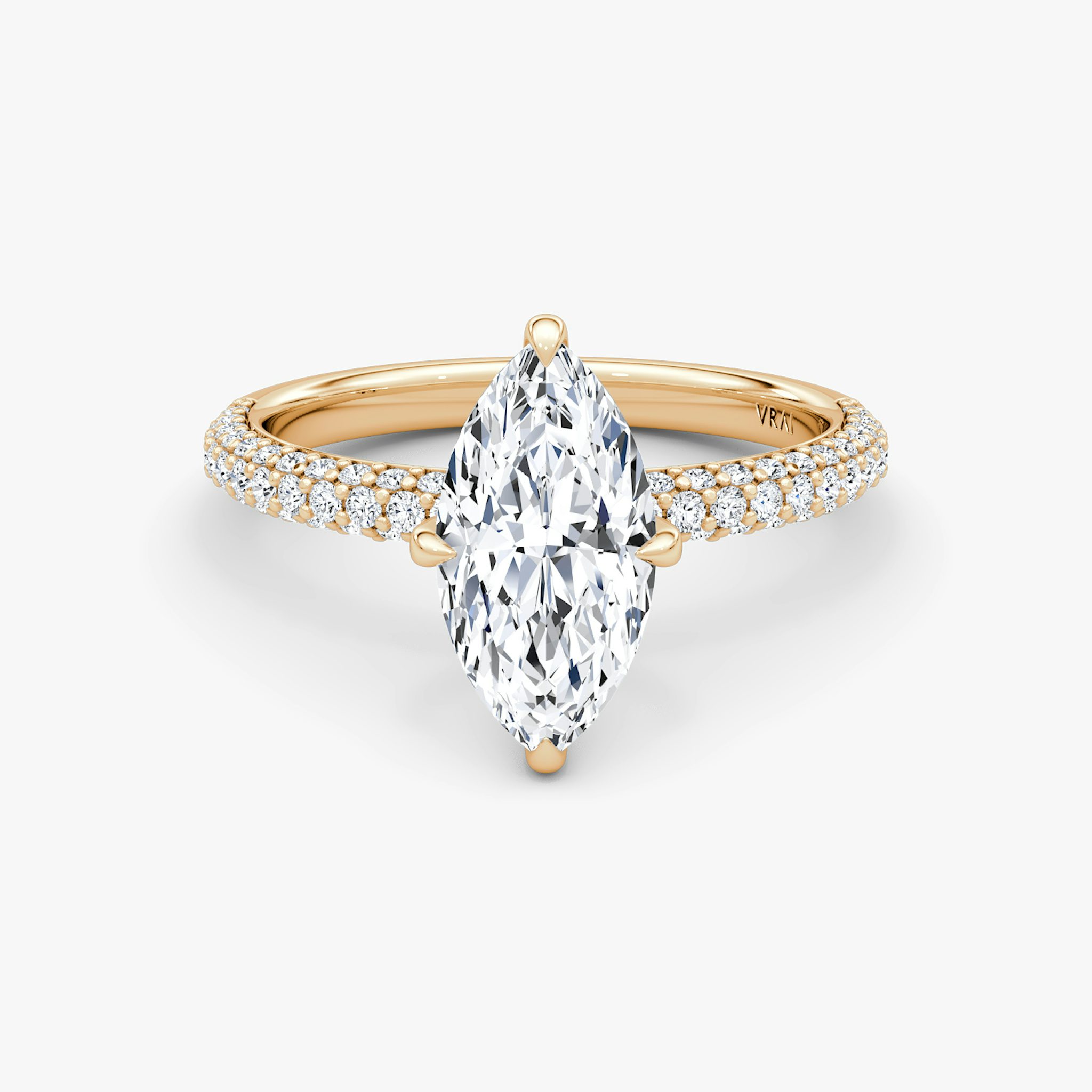 The Pavé Dome | Marquise | 14k | Rose Gold | bandAccent: Pavé | diamondOrientation: vertical | caratWeight: other