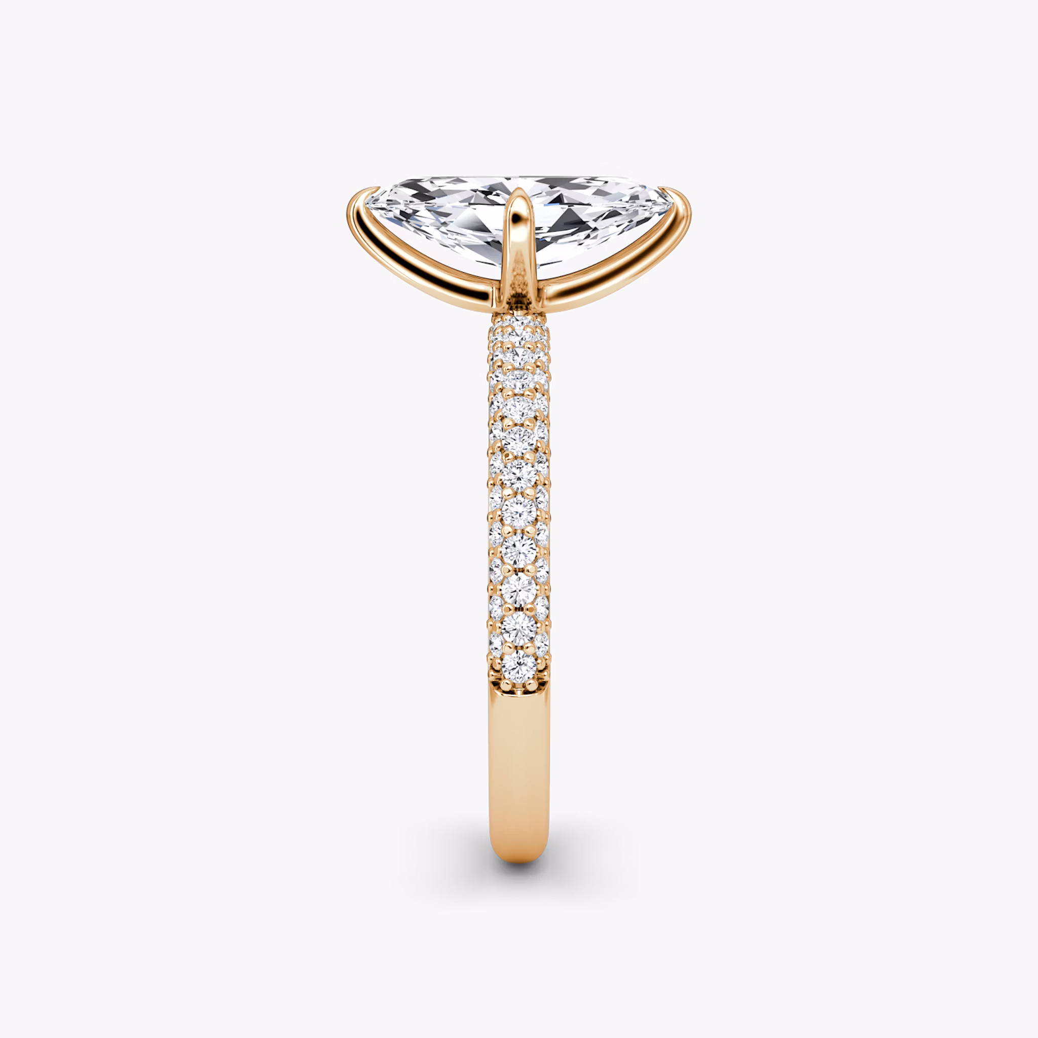 The Pavé Dome | Marquise | 14k | Rose Gold | bandAccent: Pavé | diamondOrientation: vertical | caratWeight: other