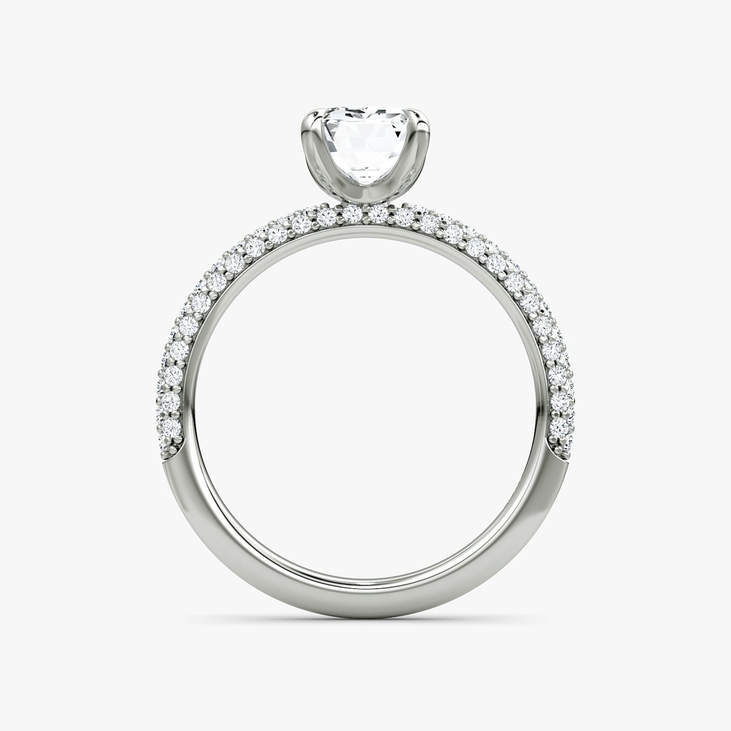 The Pavé Dome | Emerald | Platinum | bandAccent: Pavé | diamondOrientation: vertical | caratWeight: other