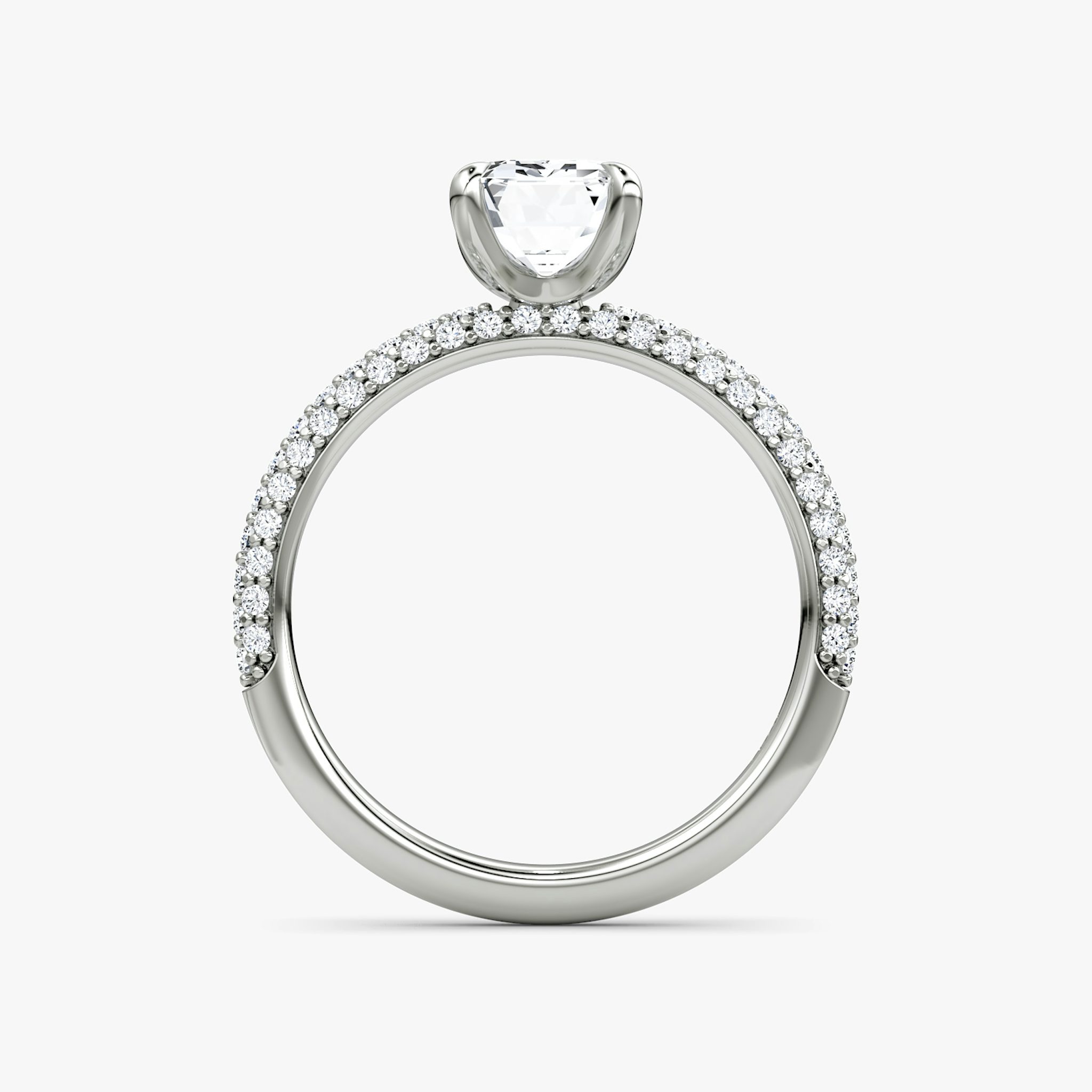 The Pavé Dome | Emerald | 18k | White Gold | bandAccent: Pavé | diamondOrientation: vertical | caratWeight: other