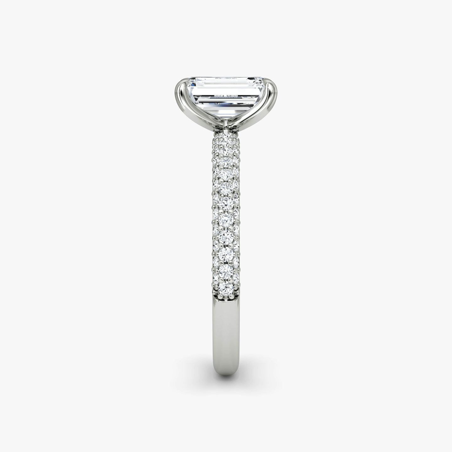 The Pavé Dome | Emerald | Platinum | bandAccent: Pavé | diamondOrientation: vertical | caratWeight: other