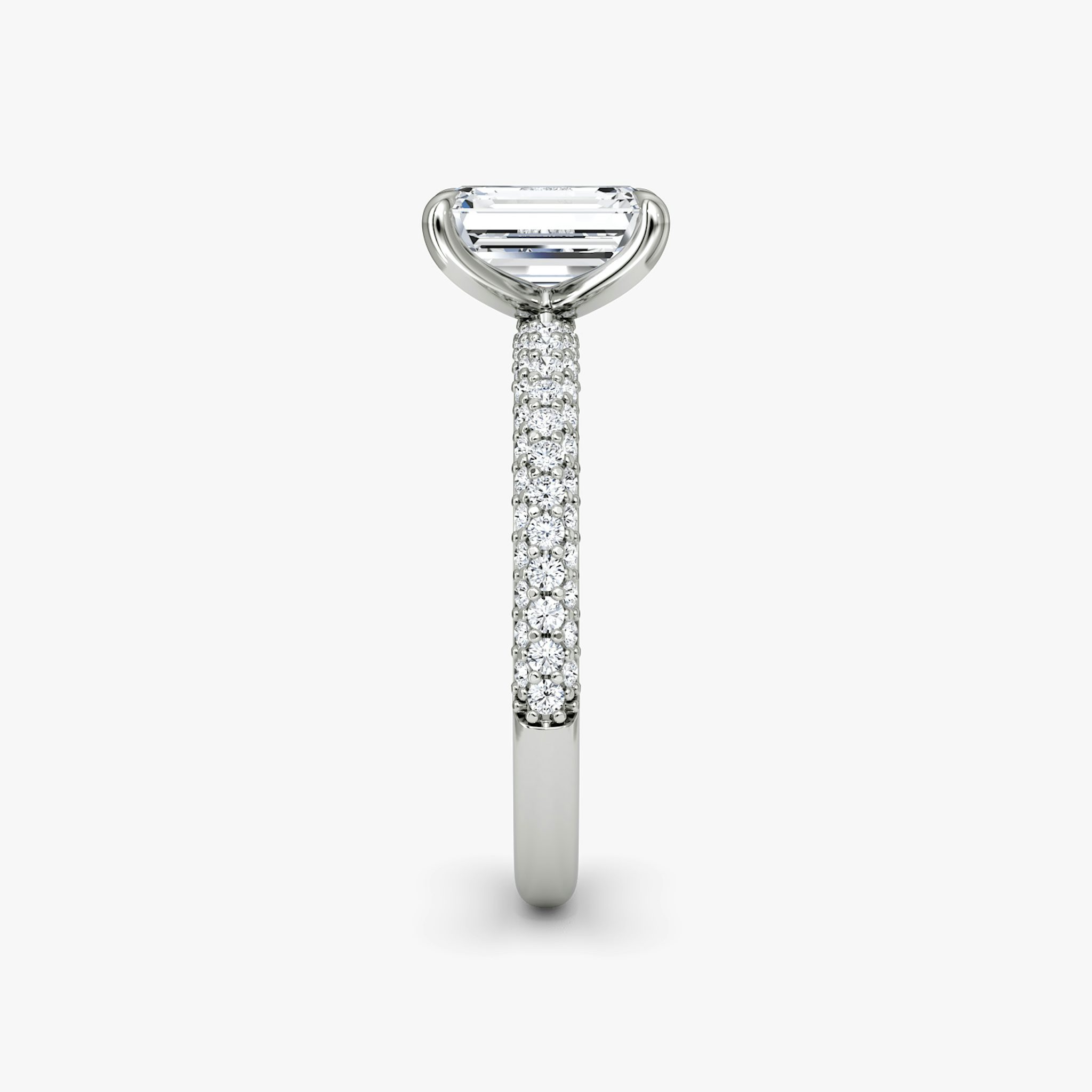 The Pavé Dome | Emerald | 18k | White Gold | bandAccent: Pavé | diamondOrientation: vertical | caratWeight: other