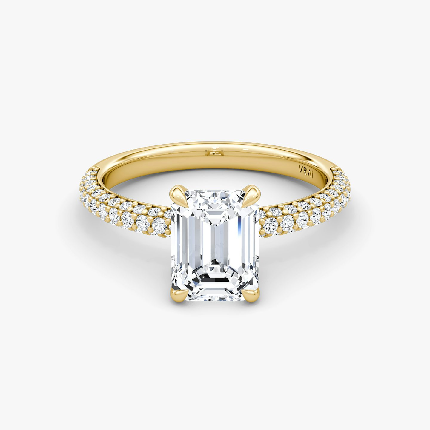 The Pavé Dome | Emerald | 18k | Yellow Gold | bandAccent: Pavé | diamondOrientation: vertical | caratWeight: other