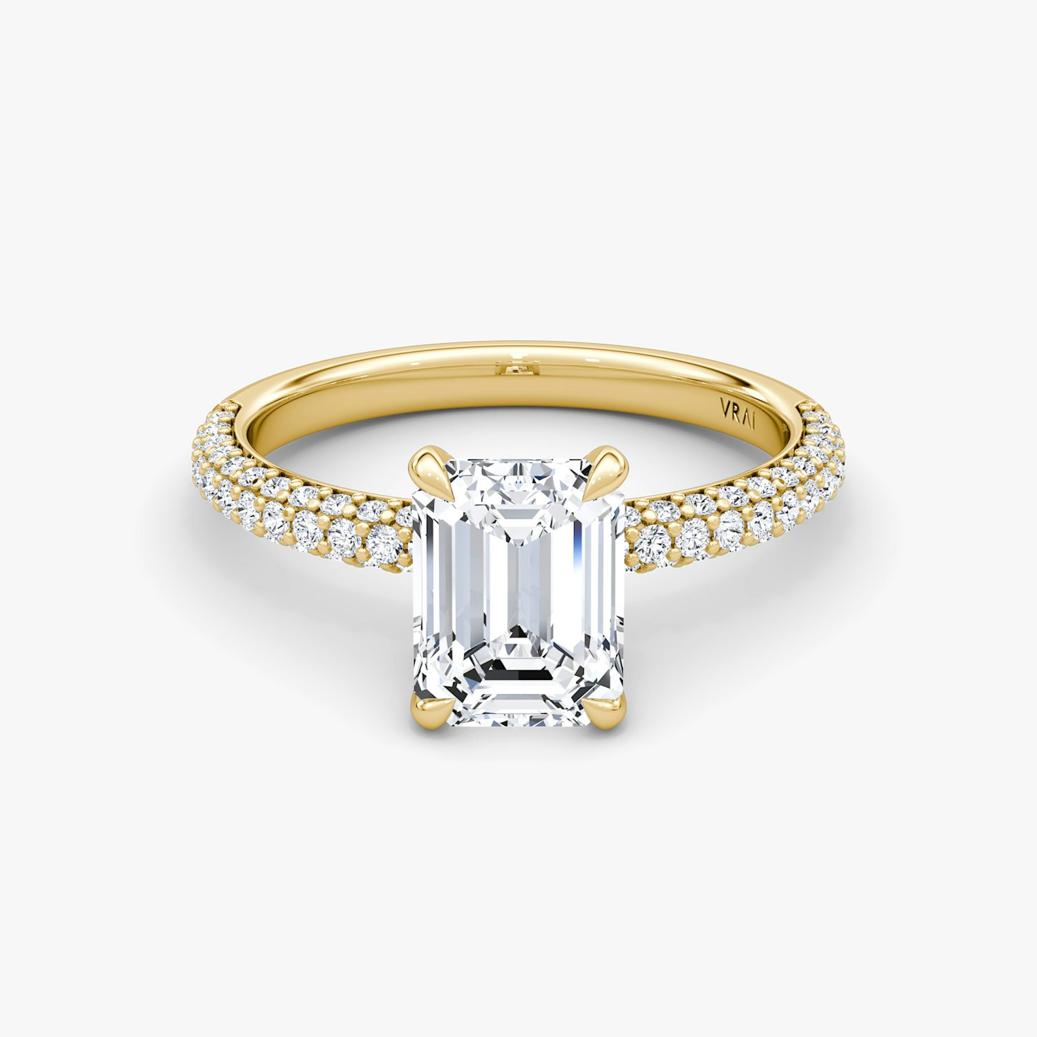 The Pavé Dome | Emerald | 18k | Yellow Gold | bandAccent: Pavé | diamondOrientation: vertical | caratWeight: other