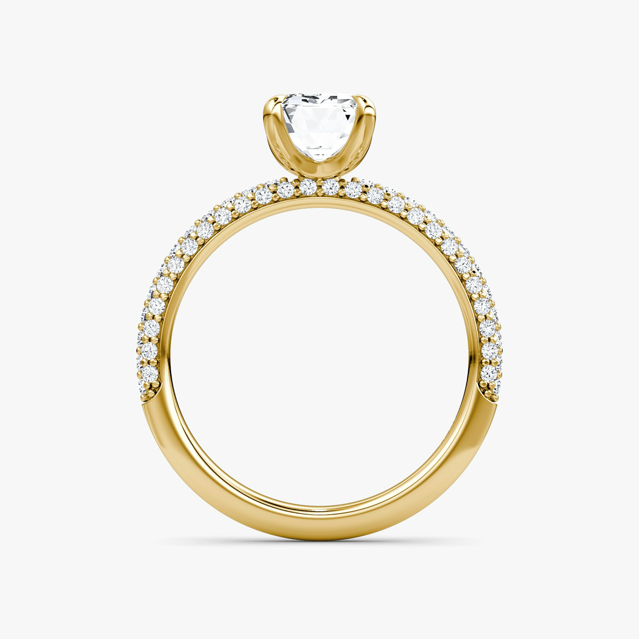 The Pavé Dome | Emerald | 18k | Yellow Gold | bandAccent: Pavé | diamondOrientation: vertical | caratWeight: other