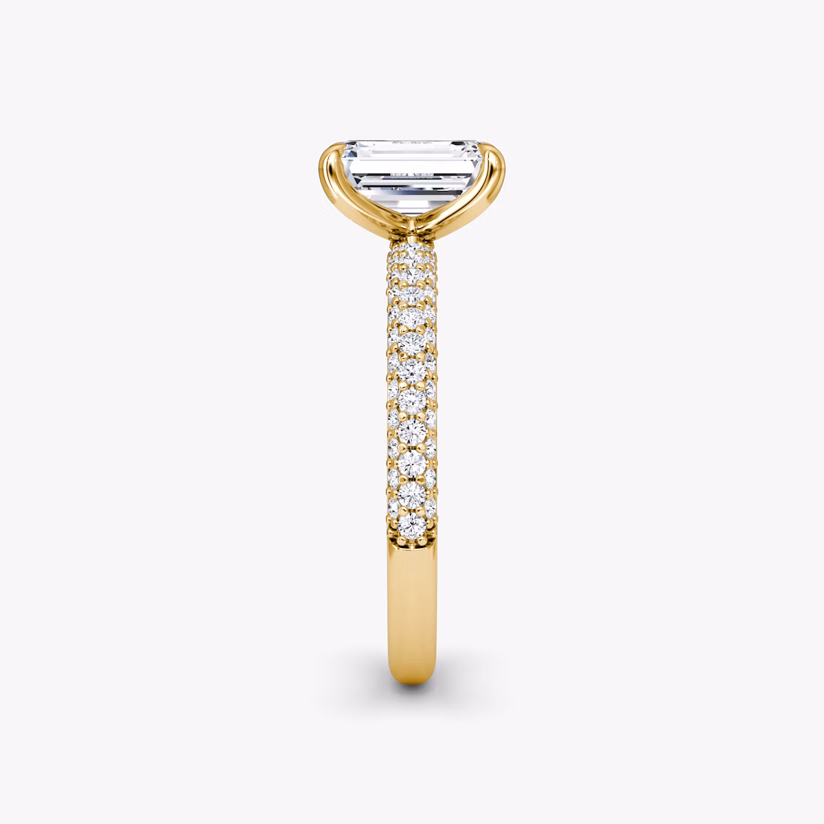The Pavé Dome | Emerald | 18k | Yellow Gold | bandAccent: Pavé | diamondOrientation: vertical | caratWeight: other