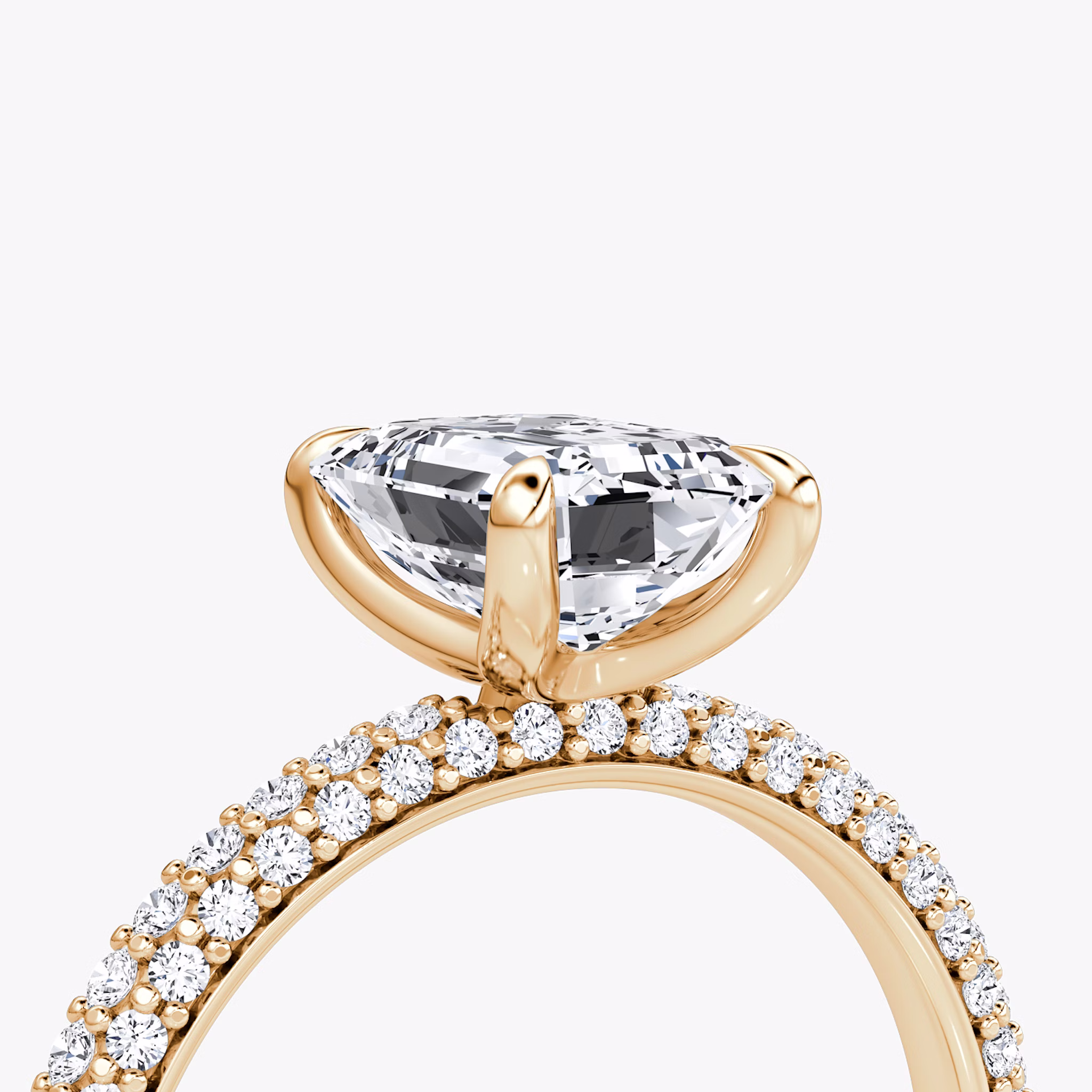 The Pavé Dome | Emerald | 14k | Rose Gold | bandAccent: Pavé | diamondOrientation: vertical | caratWeight: other