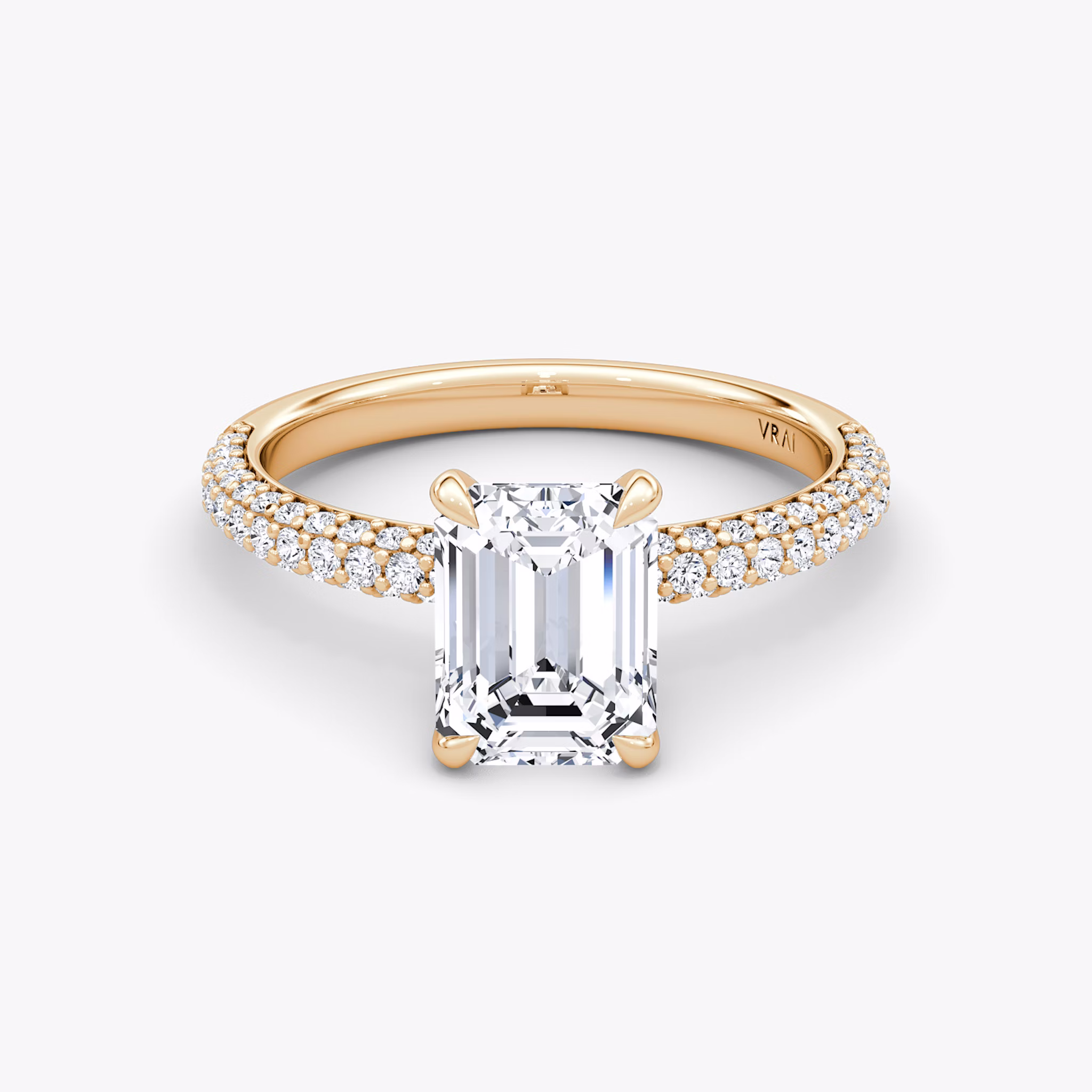 The Pavé Dome | Emerald | 14k | Rose Gold | bandAccent: Pavé | diamondOrientation: vertical | caratWeight: other