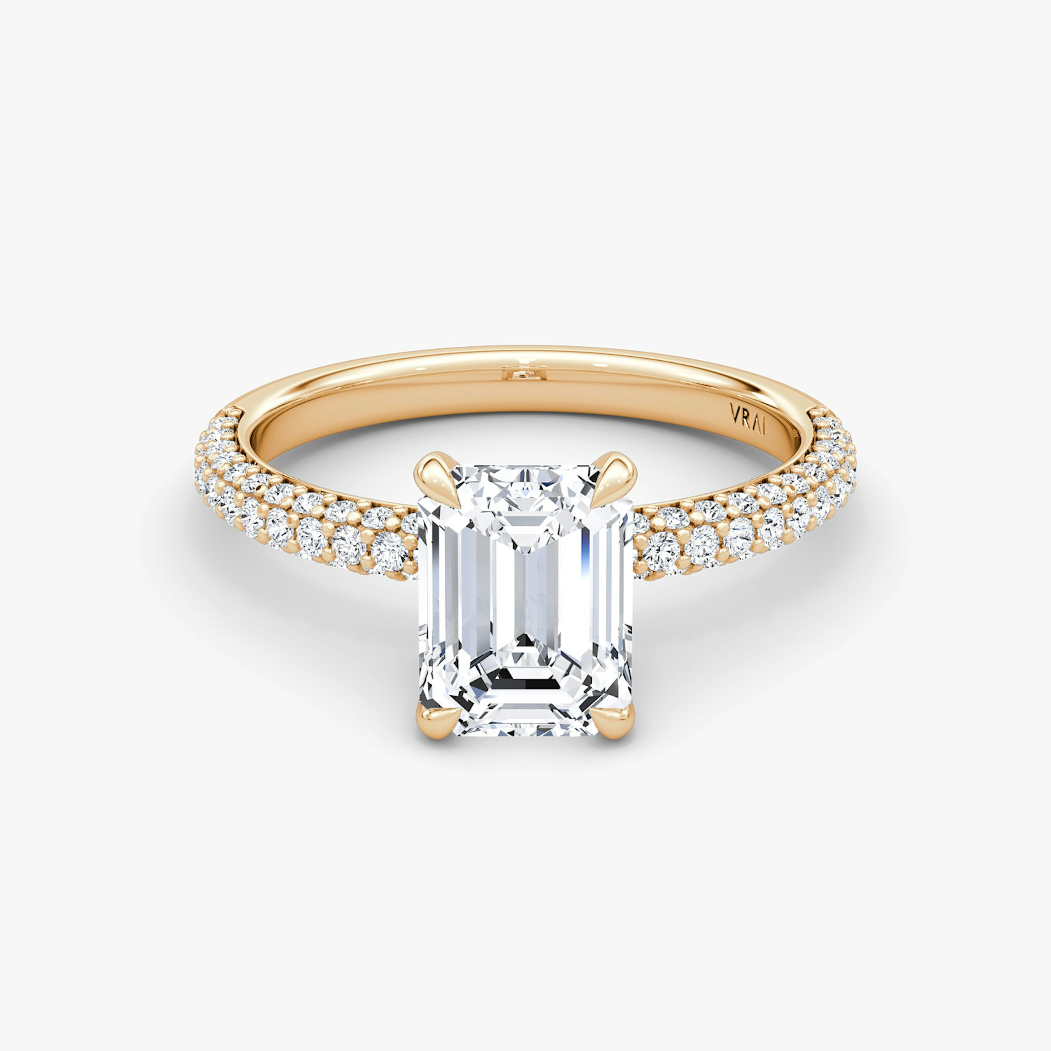The Pavé Dome | Emerald | 14k | Rose Gold | bandAccent: Pavé | diamondOrientation: vertical | caratWeight: other