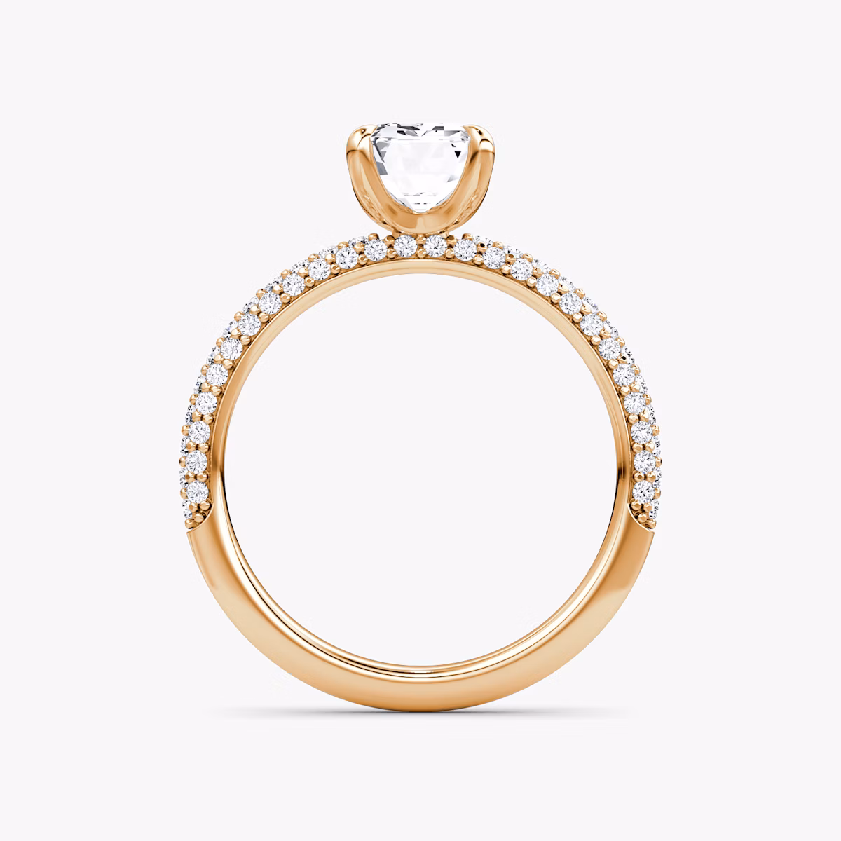 The Pavé Dome | Emerald | 14k | Rose Gold | bandAccent: Pavé | diamondOrientation: vertical | caratWeight: other