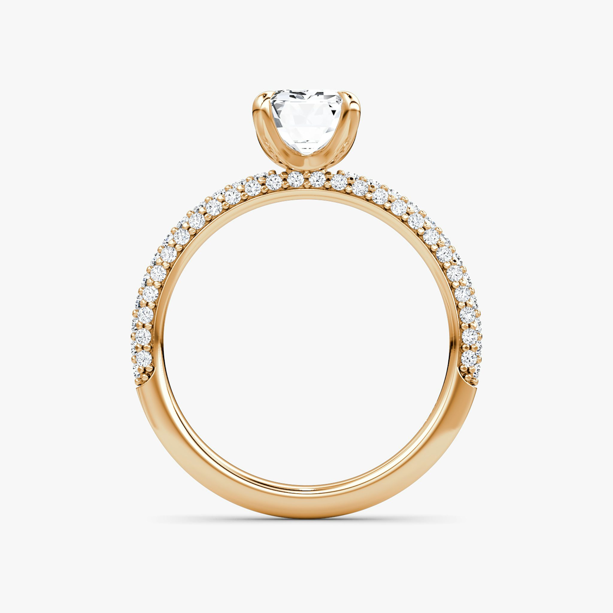 The Pavé Dome | Emerald | 14k | Rose Gold | bandAccent: Pavé | diamondOrientation: vertical | caratWeight: other