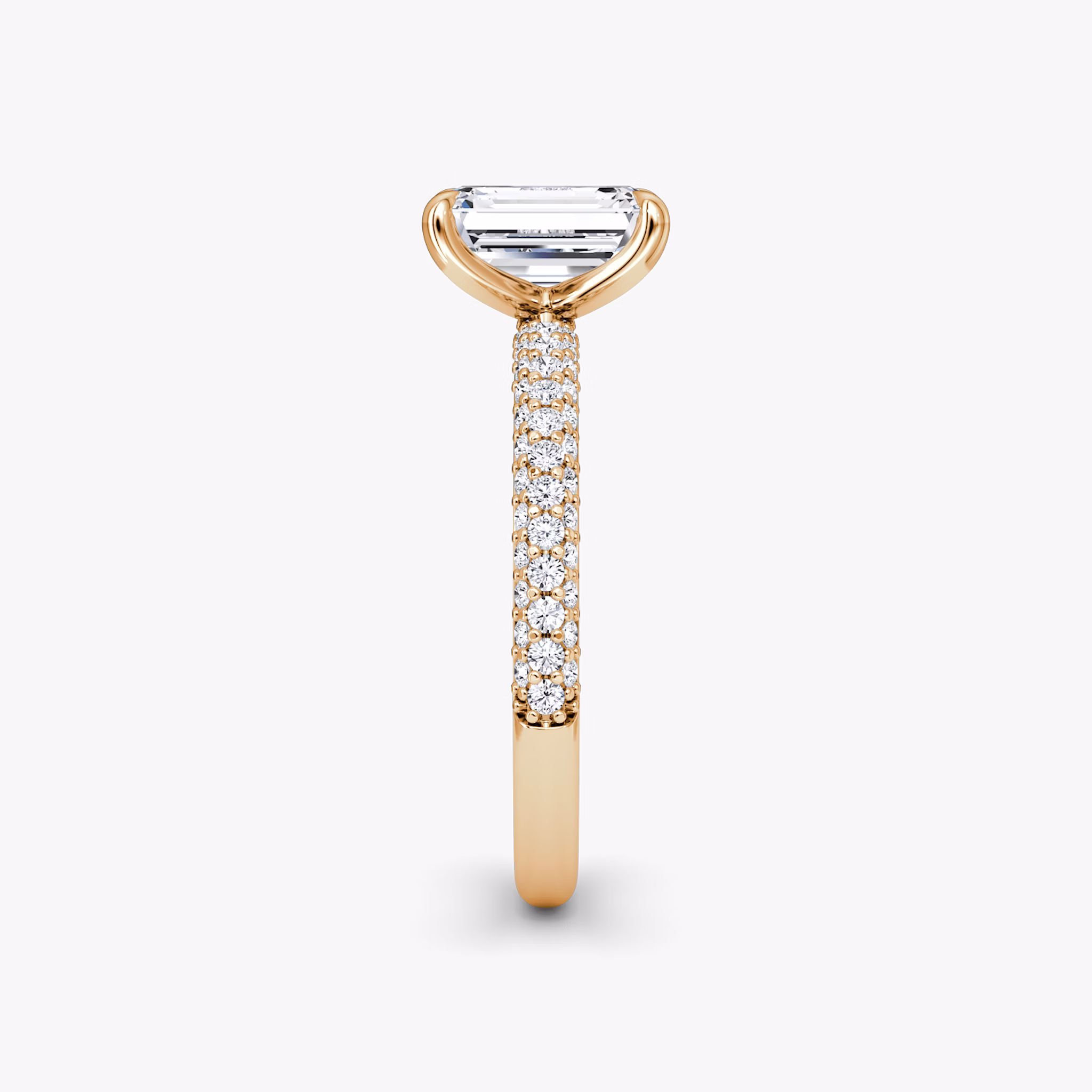 The Pavé Dome | Emerald | 14k | Rose Gold | bandAccent: Pavé | diamondOrientation: vertical | caratWeight: other