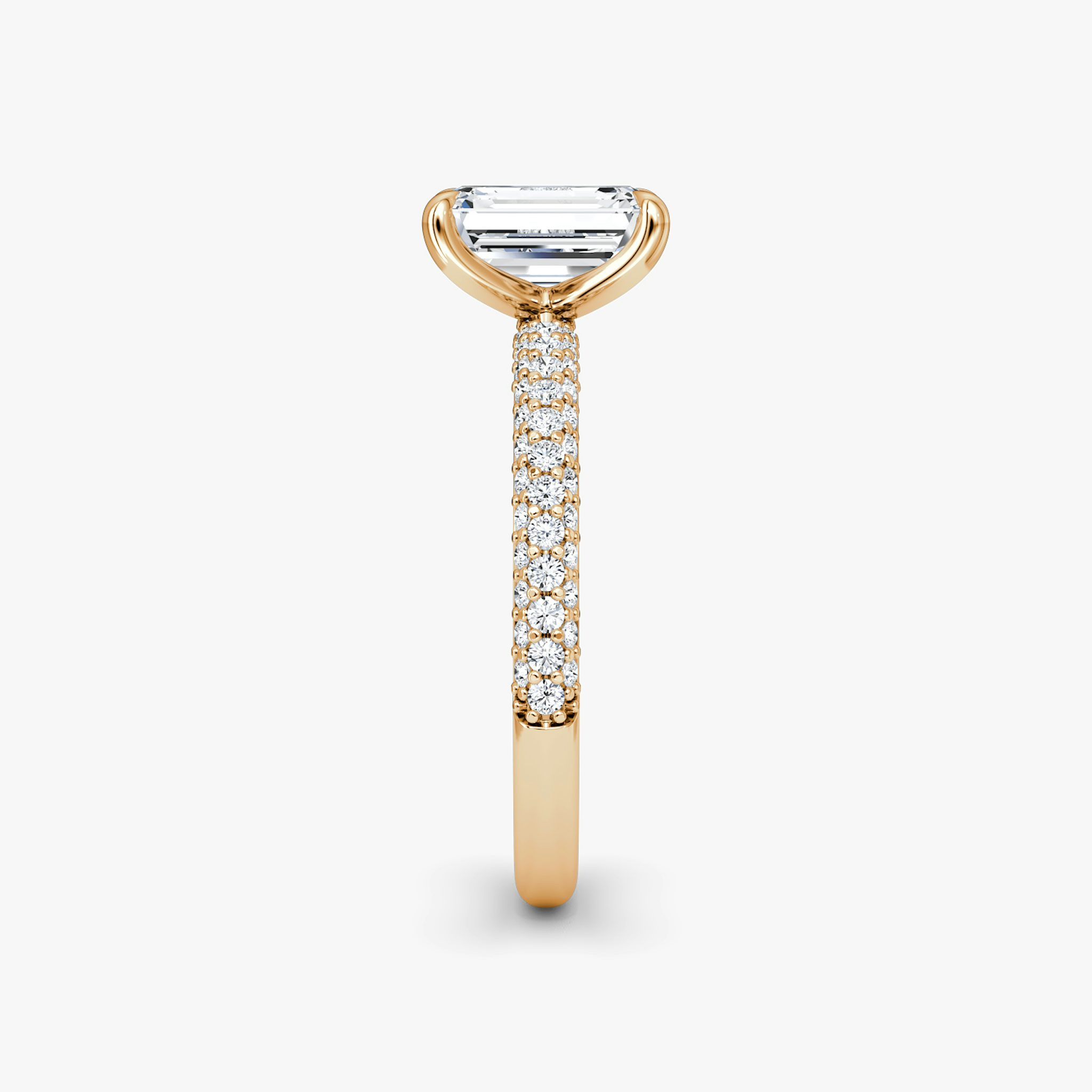 The Pavé Dome | Emerald | 14k | Rose Gold | bandAccent: Pavé | diamondOrientation: vertical | caratWeight: other