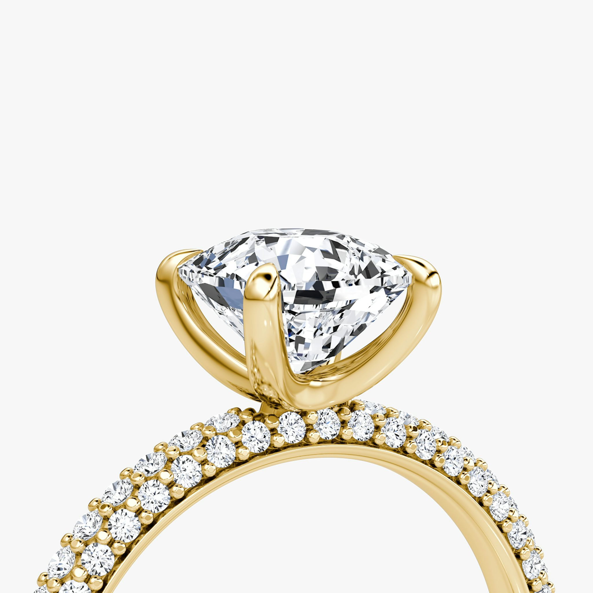 The Pavé Dome | Cushion | 18k | Yellow Gold | bandAccent: Pavé | diamondOrientation: vertical | caratWeight: other