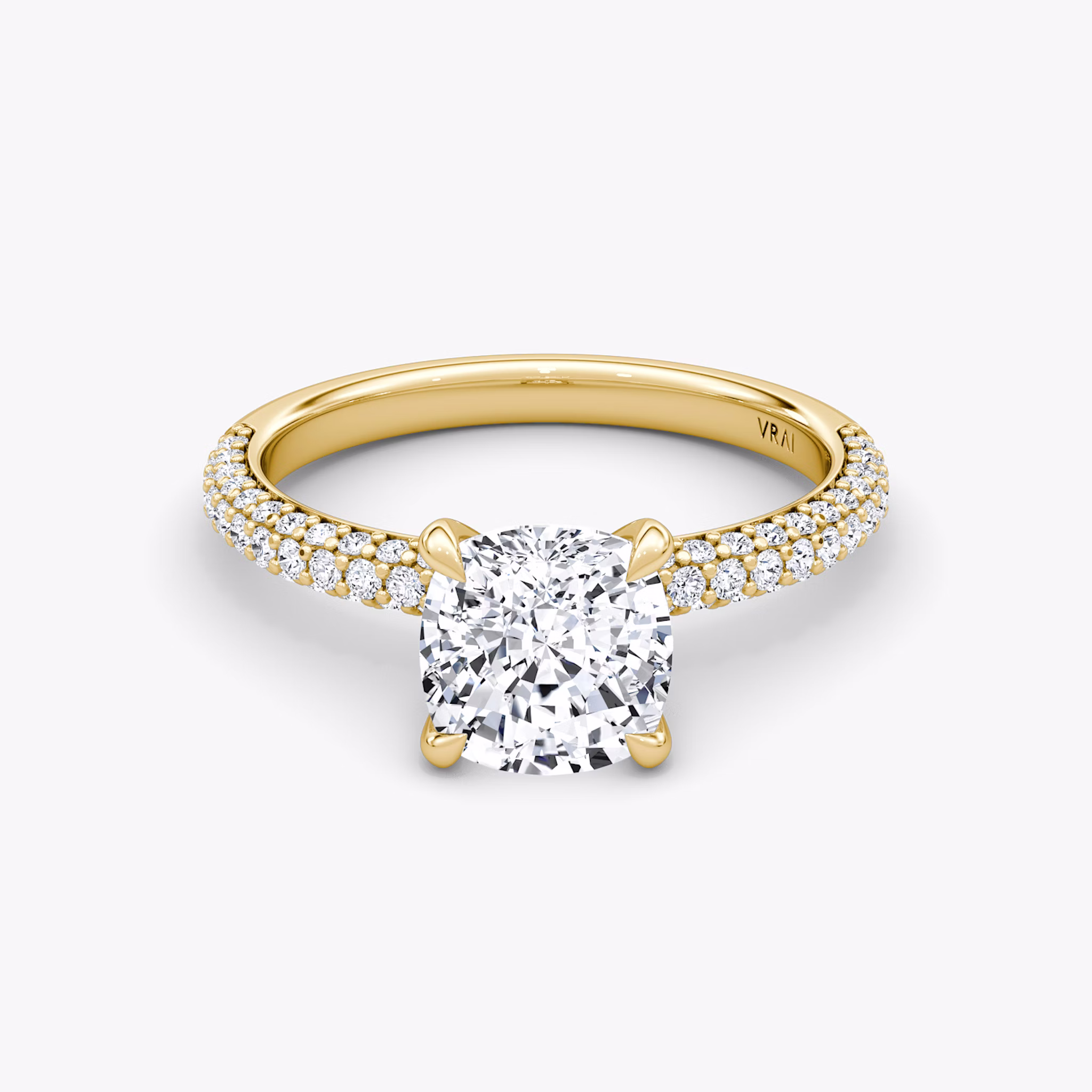 The Pavé Dome | Cushion | 18k | Yellow Gold | bandAccent: Pavé | diamondOrientation: vertical | caratWeight: other