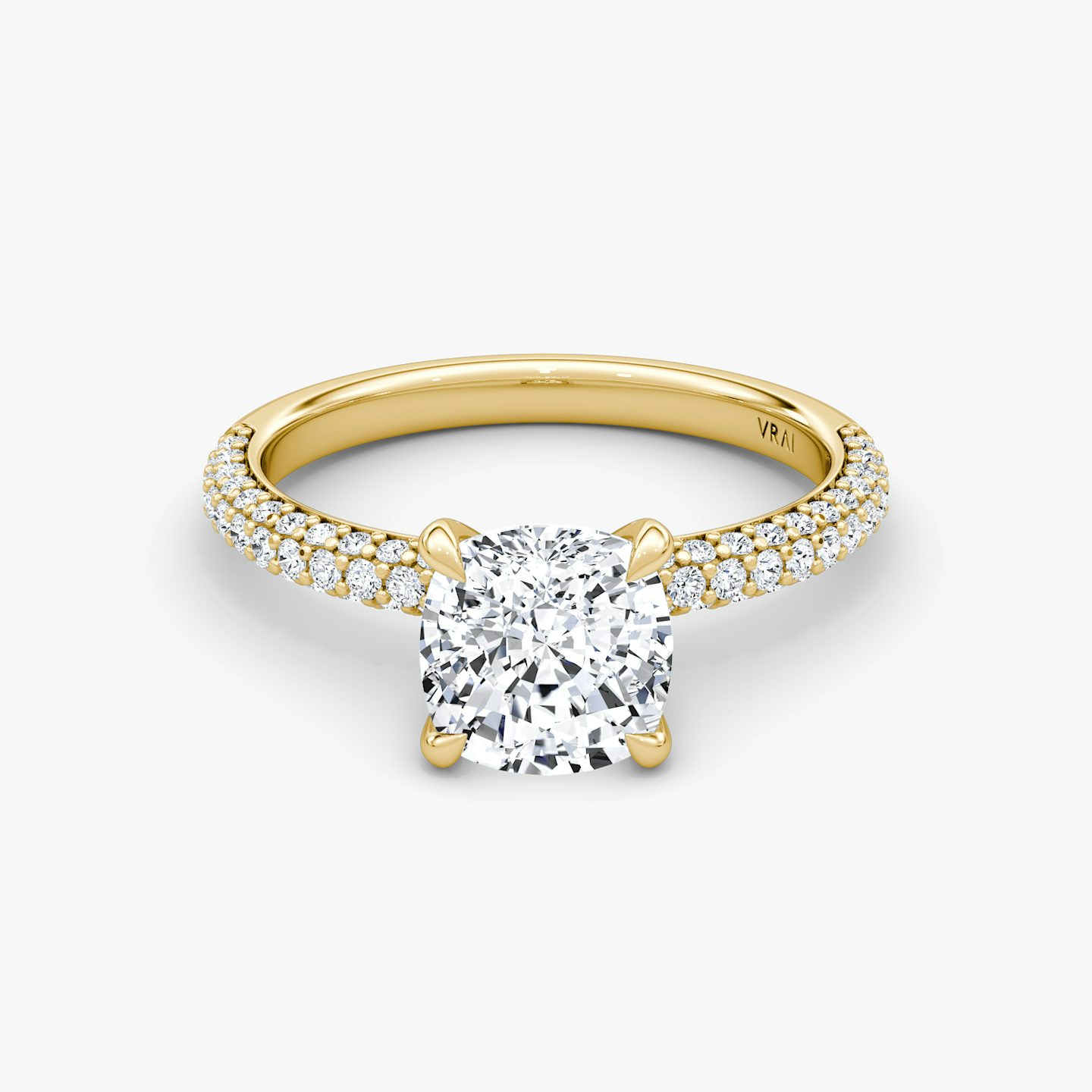 Pavé Dome | Cushion | 18k | Gelbgold | bandAccent: Mit Pavé-Besatz | diamondOrientation: vertical | caratWeight: other