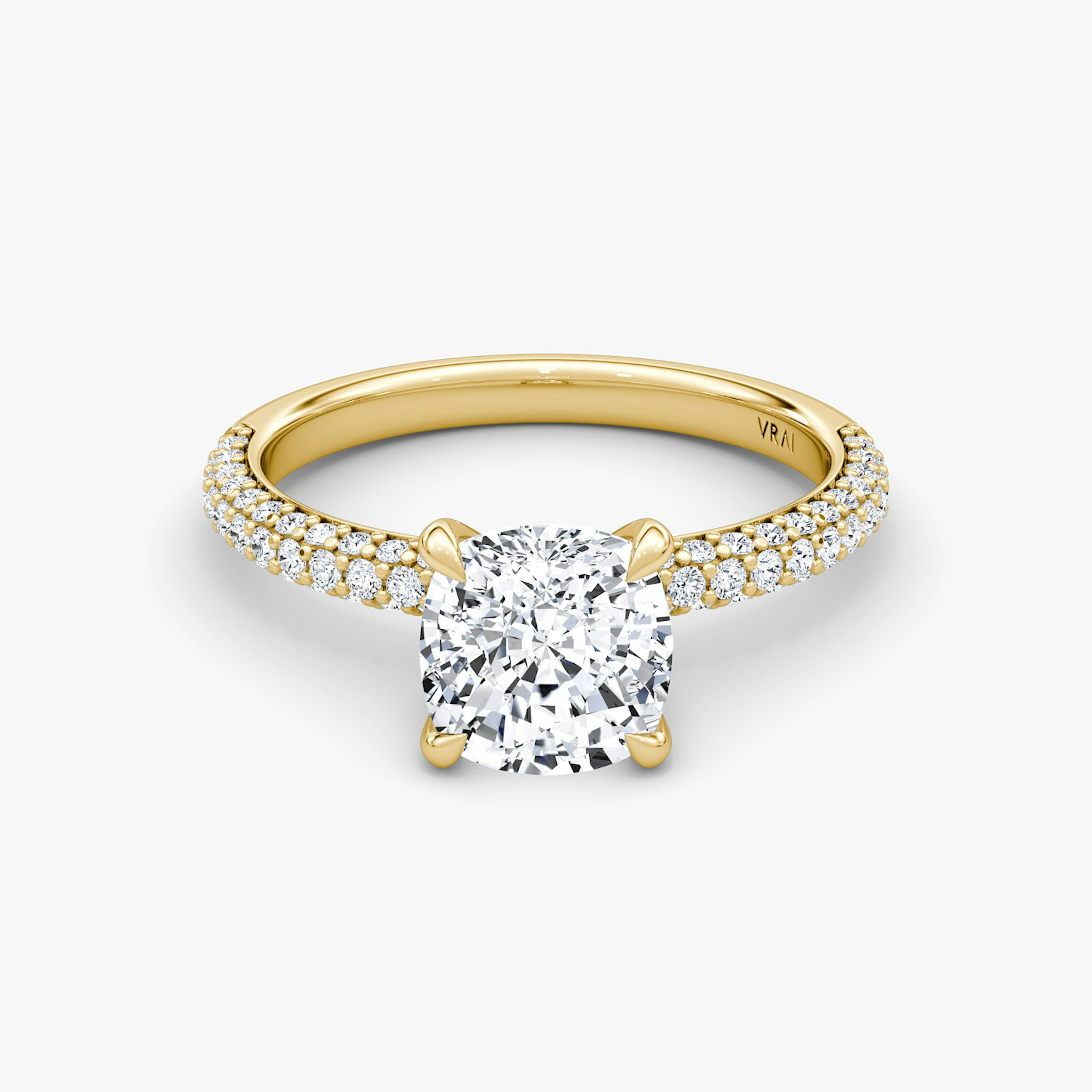 The Pavé Dome | Cushion | 18k | Yellow Gold | bandAccent: Pavé | diamondOrientation: vertical | caratWeight: other