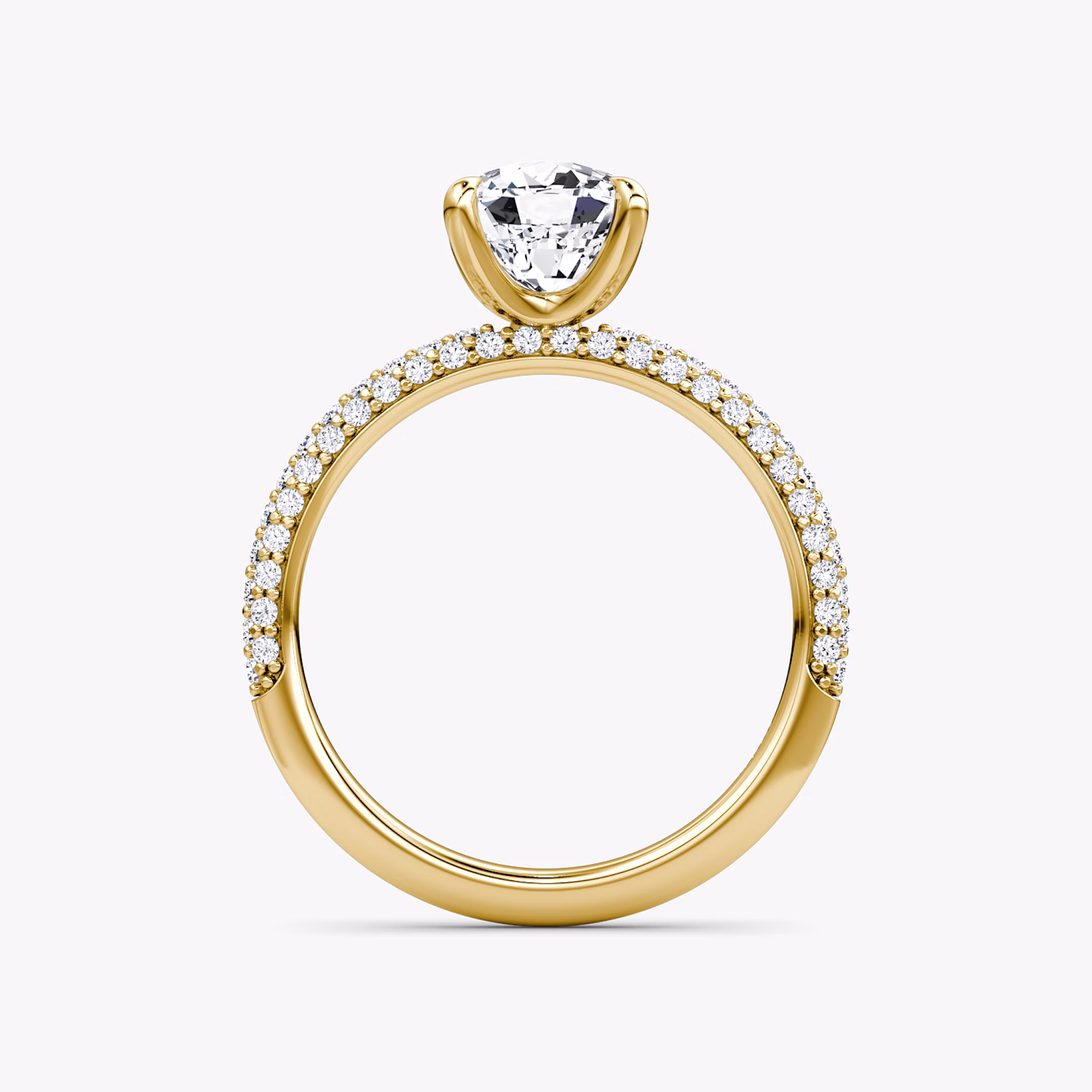 The Pavé Dome | Cushion | 18k | Yellow Gold | bandAccent: Pavé | diamondOrientation: vertical | caratWeight: other