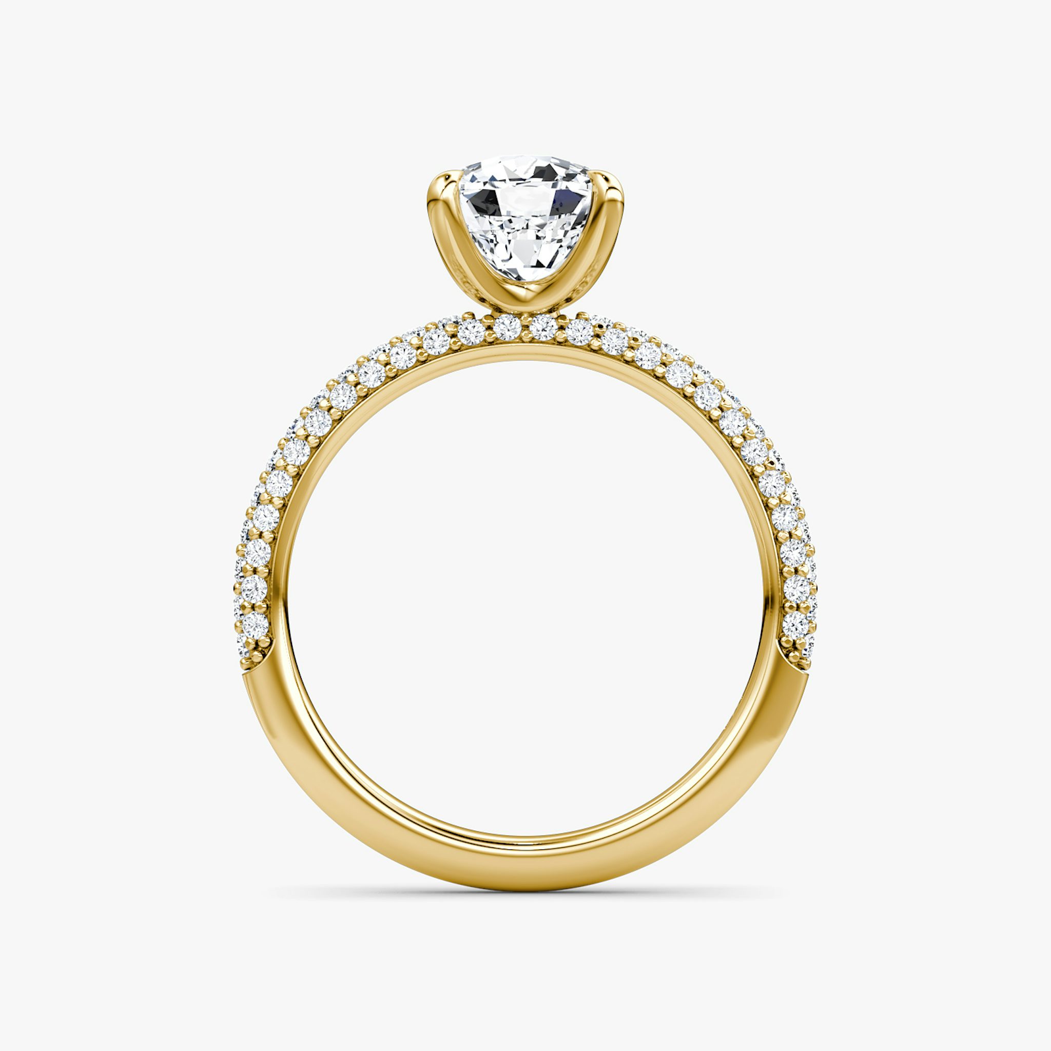 The Pavé Dome | Cushion | 18k | Yellow Gold | bandAccent: Pavé | diamondOrientation: vertical | caratWeight: other