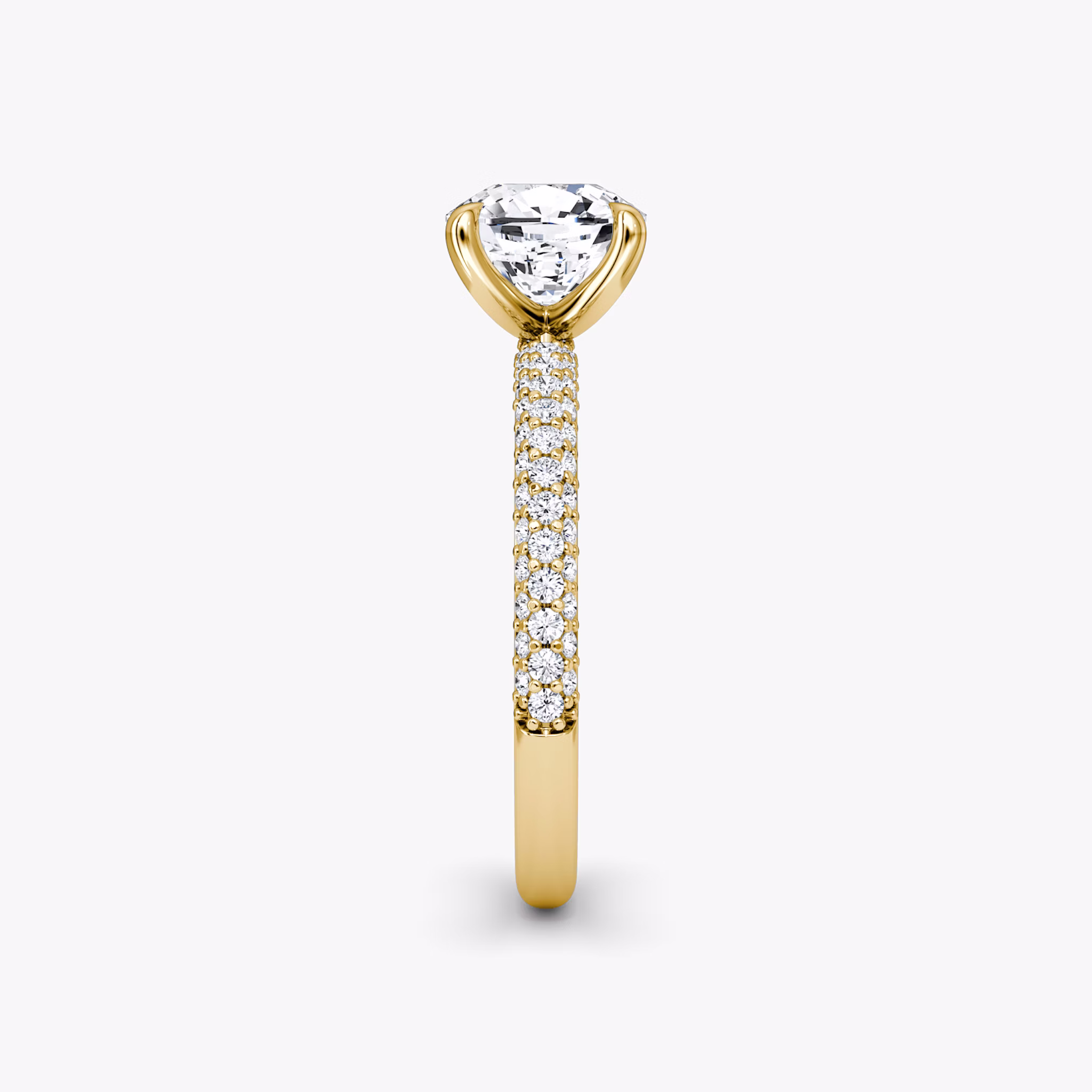 The Pavé Dome | Cushion | 18k | Yellow Gold | bandAccent: Pavé | diamondOrientation: vertical | caratWeight: other