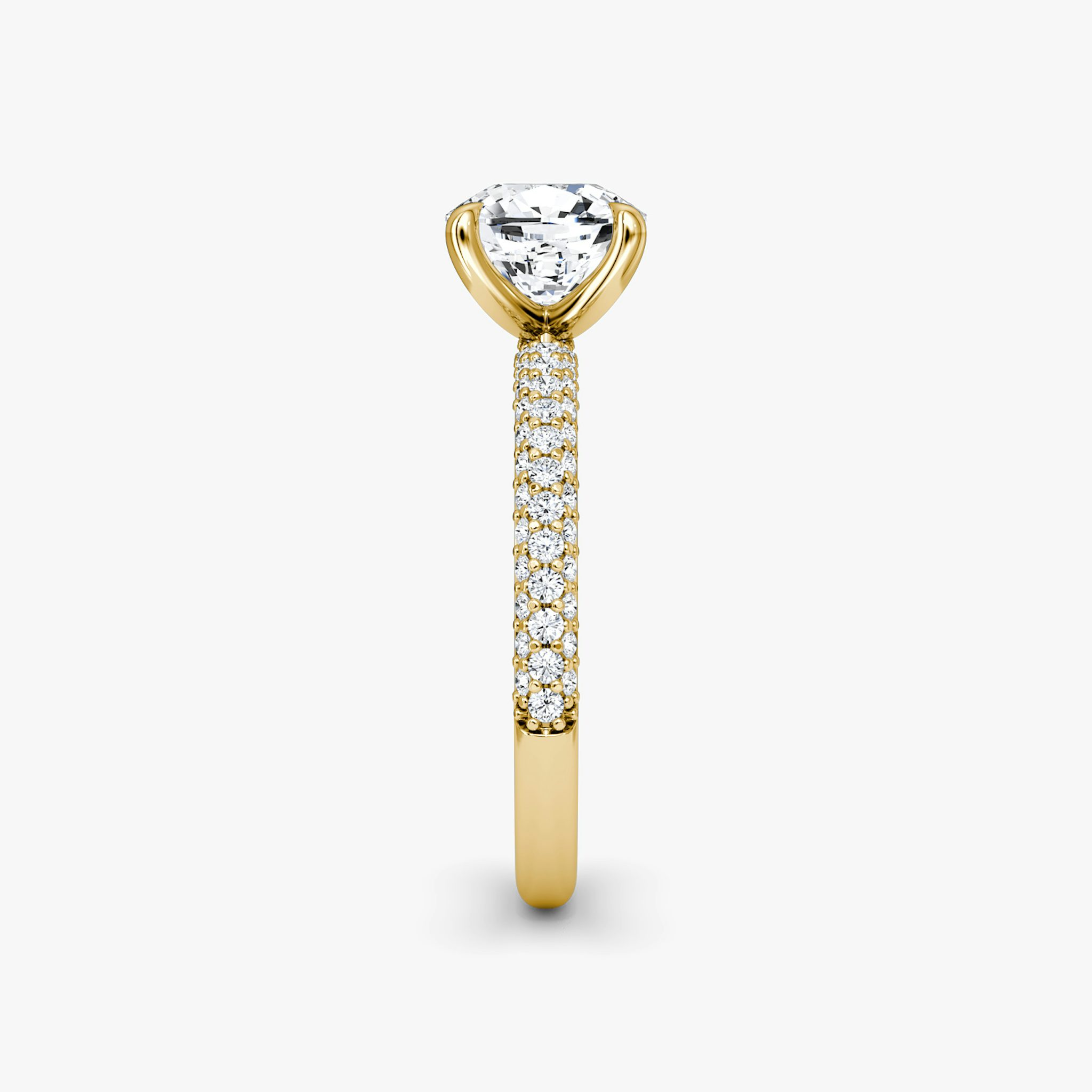 The Pavé Dome | Cushion | 18k | Yellow Gold | bandAccent: Pavé | diamondOrientation: vertical | caratWeight: other