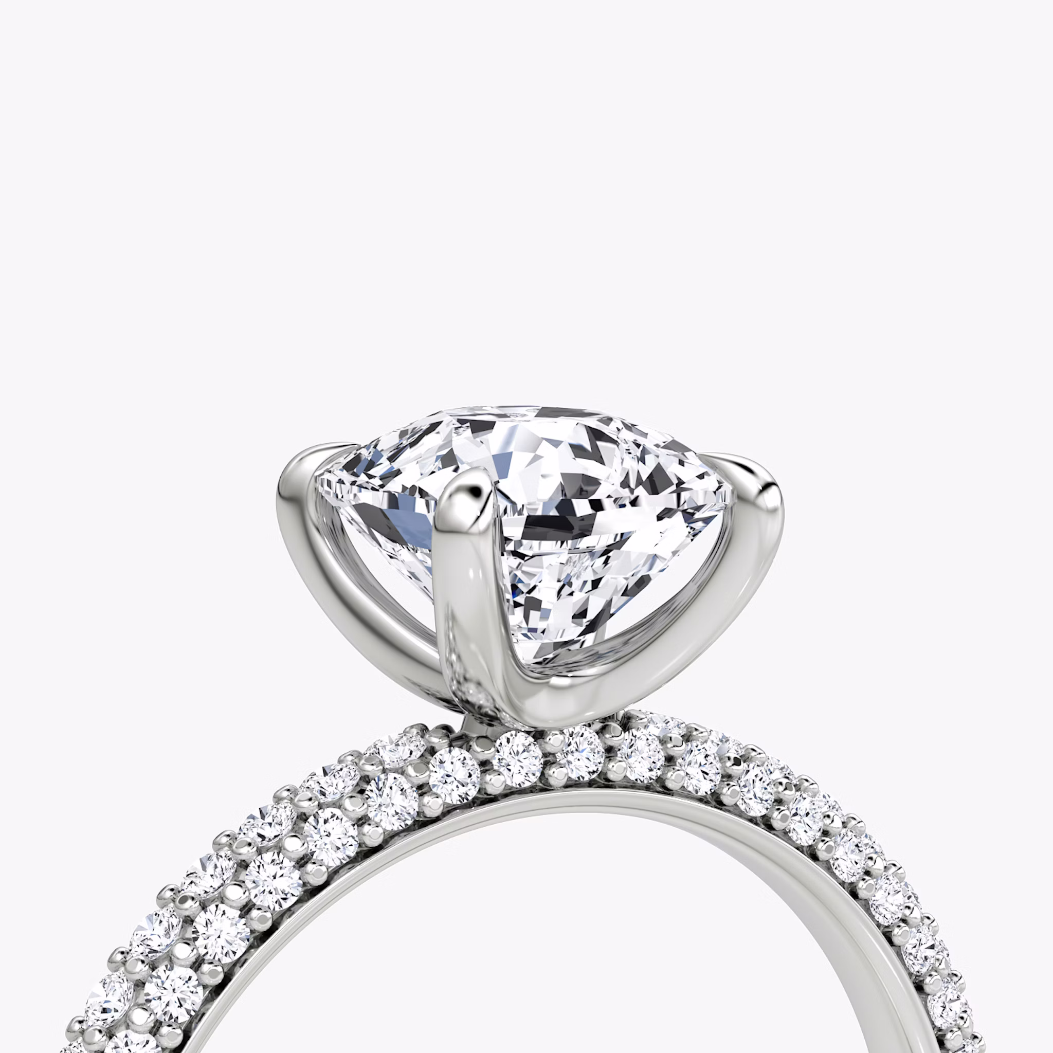 The Pavé Dome | Cushion | 18k | White Gold | bandAccent: Pavé | diamondOrientation: vertical | caratWeight: other